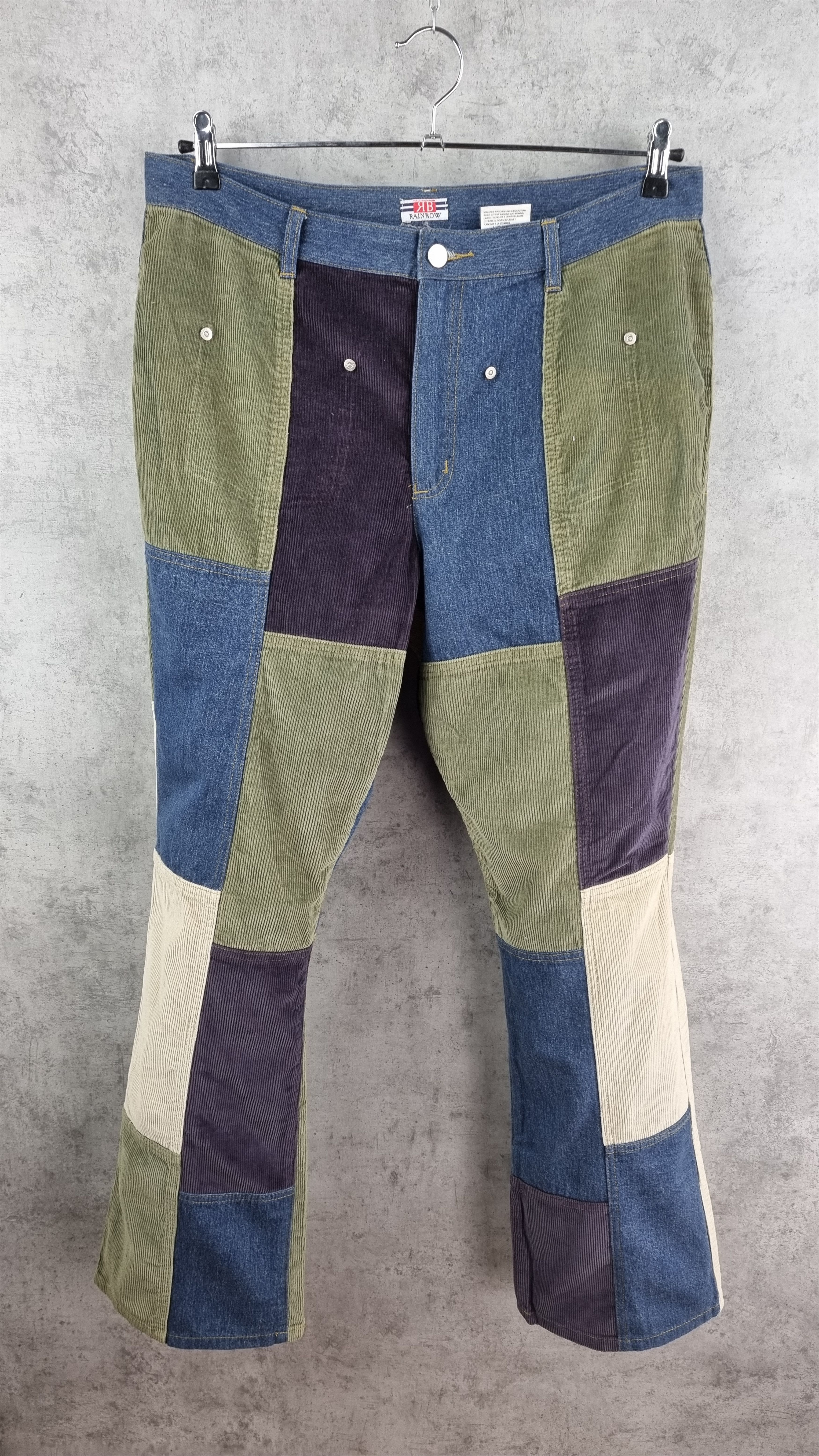 90s Patchwork Corduroy Flared Cowboy Pant