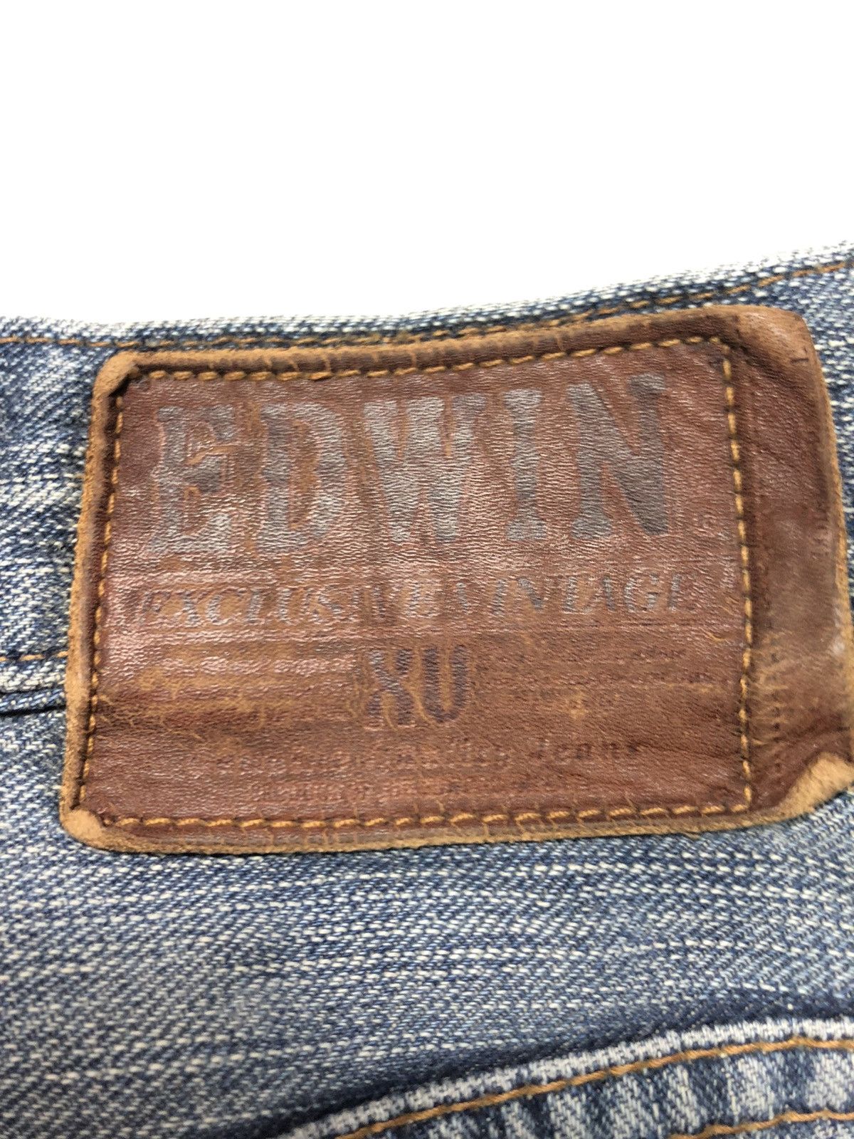 Edwin × Vintage VINTAGE EDWIN LEATHER PATCH DISTRESSED BLUE WASH DENIM Size US 36 / EU 52 - 5 Thumbnail
