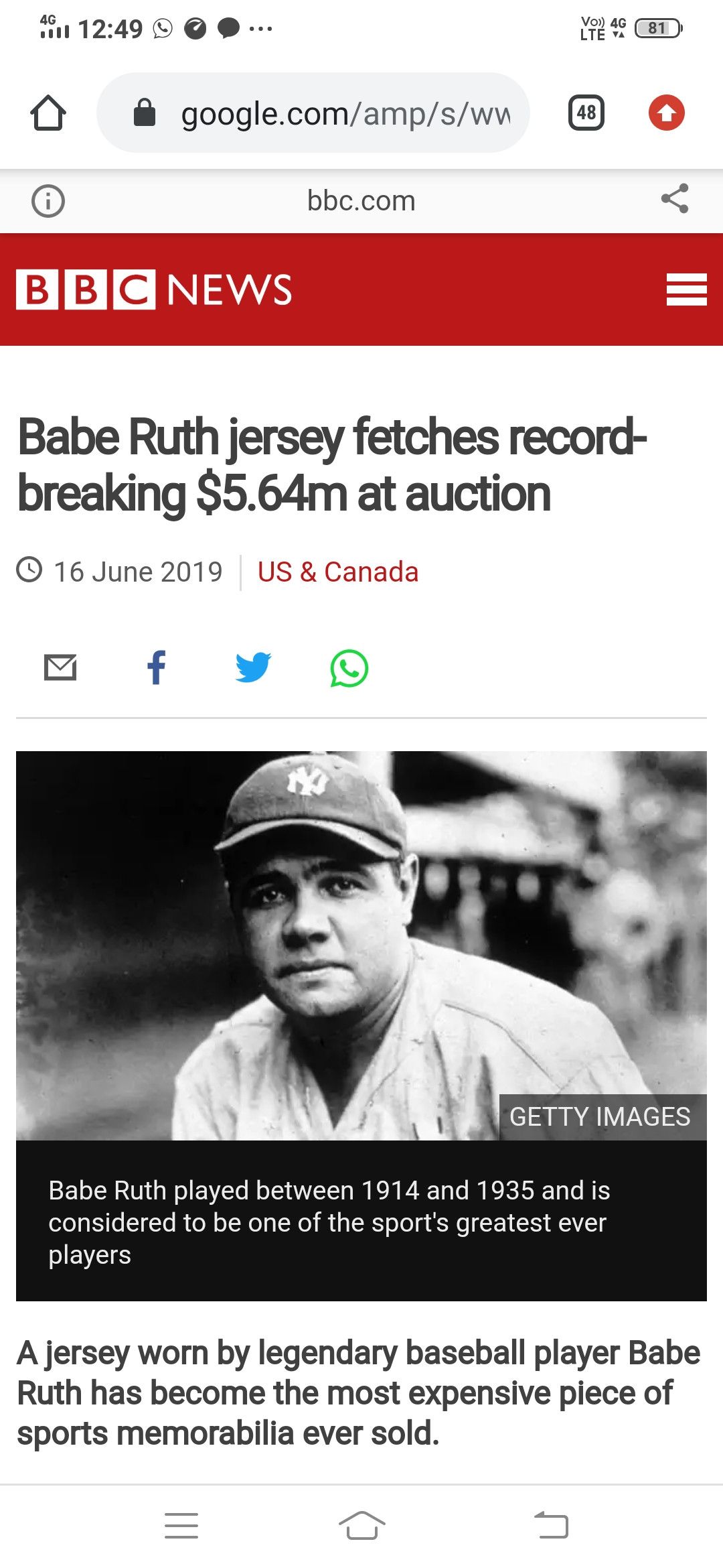 CSB × NFL × Vintage Mega rare! True Vintage 30s Wool Baseball Jersey Rude Ruth Size US XL / EU 56 / 4 - 19 Thumbnail
