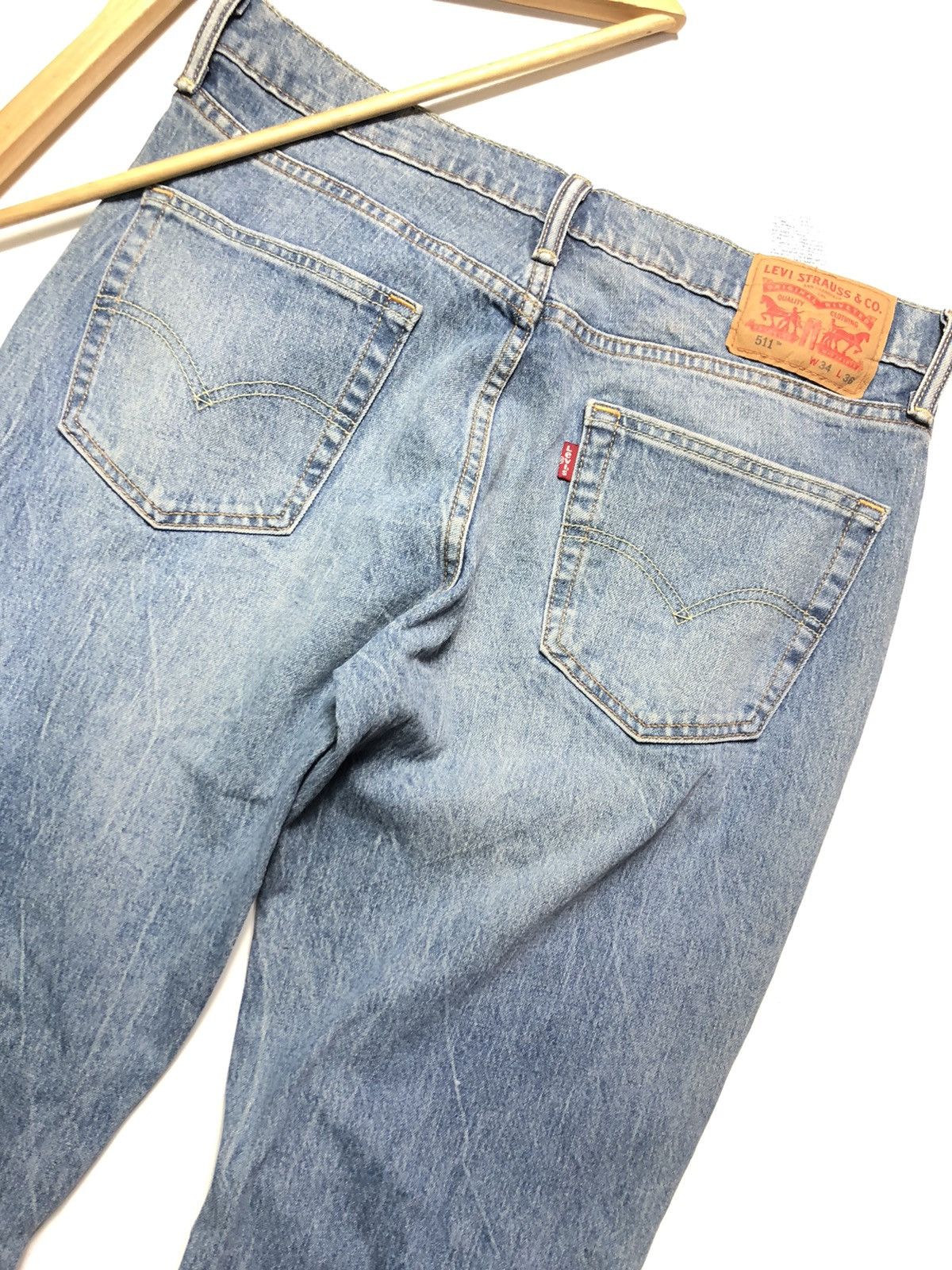 Levi's × Vintage VINTAGE LEVIS 511 BLUE WASH DISTRESSED DENIM Size US 33 - 12 Thumbnail