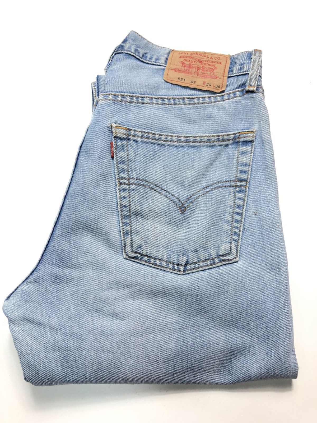 Levi's Vintage Clothing × Vintage VINTAGE LEVIS 521 LIGHT BLUE WASH DISTRESSED DENIM Size US 32 / EU 48 - 16 Thumbnail