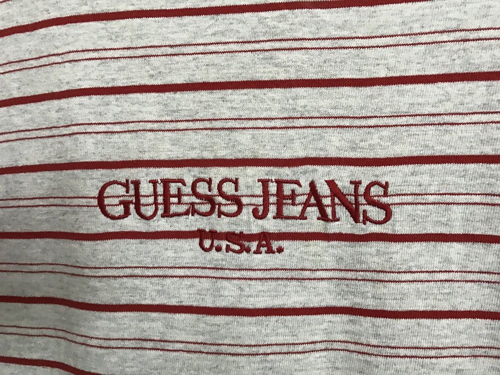 Guess × Vintage Vtg 90s Guess Jeans U.S.A. Embroidered Striped tee Size US S / EU 44-46 / 1 - 1 Thumbnail