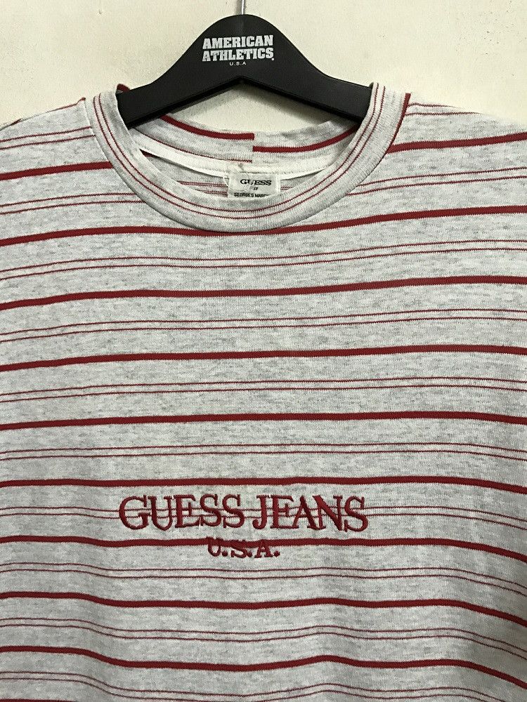 Guess × Vintage Vtg 90s Guess Jeans U.S.A. Embroidered Striped tee Size US S / EU 44-46 / 1 - 2 Thumbnail
