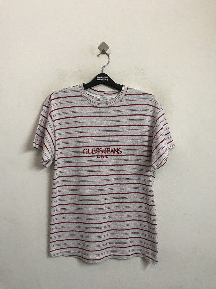 Guess × Vintage Vtg 90s Guess Jeans U.S.A. Embroidered Striped tee Size US S / EU 44-46 / 1 - 3 Thumbnail