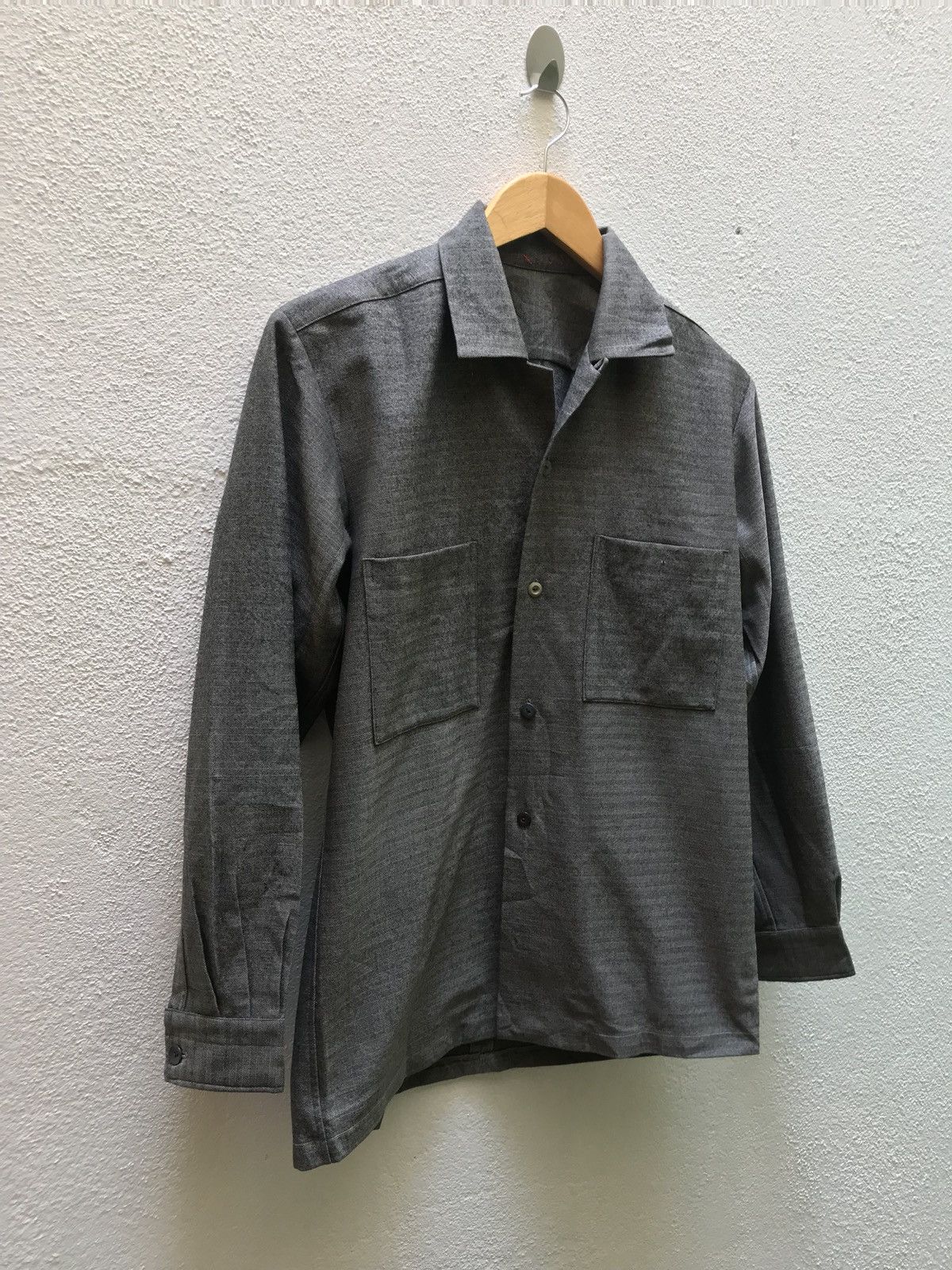 Japanese Brand Vintage wool japanese brand double pocket rare design shirt Size US M / EU 48-50 / 2 - 2 Thumbnail