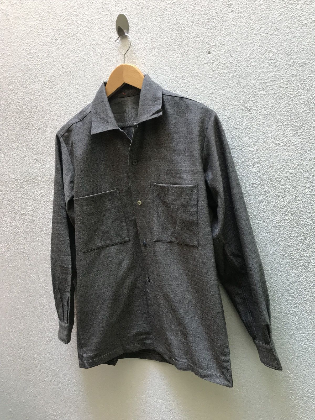 Japanese Brand Vintage wool japanese brand double pocket rare design shirt Size US M / EU 48-50 / 2 - 3 Thumbnail