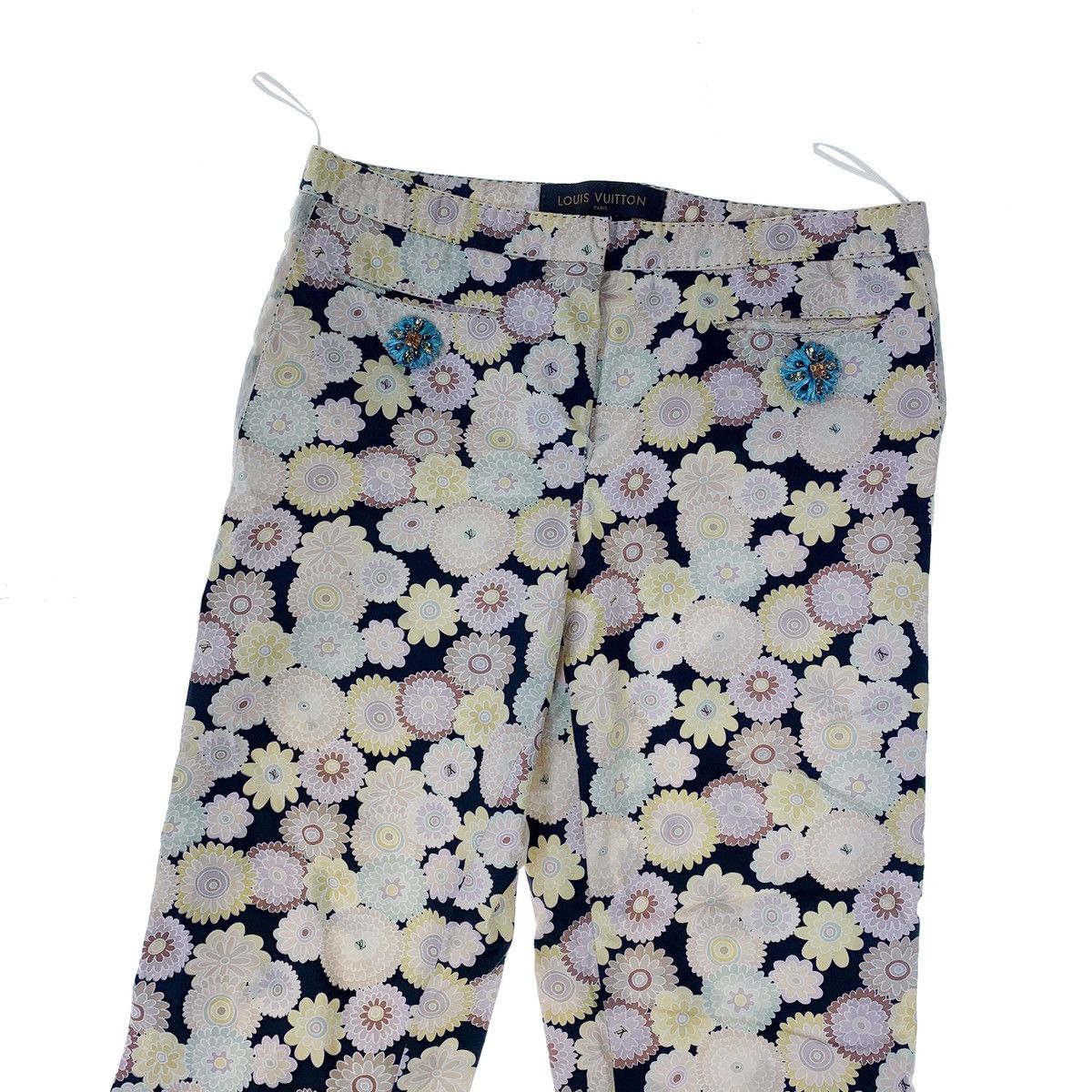 image of Louis Vuitton Floral Print Cropped Trousers, Women's (Size 26)