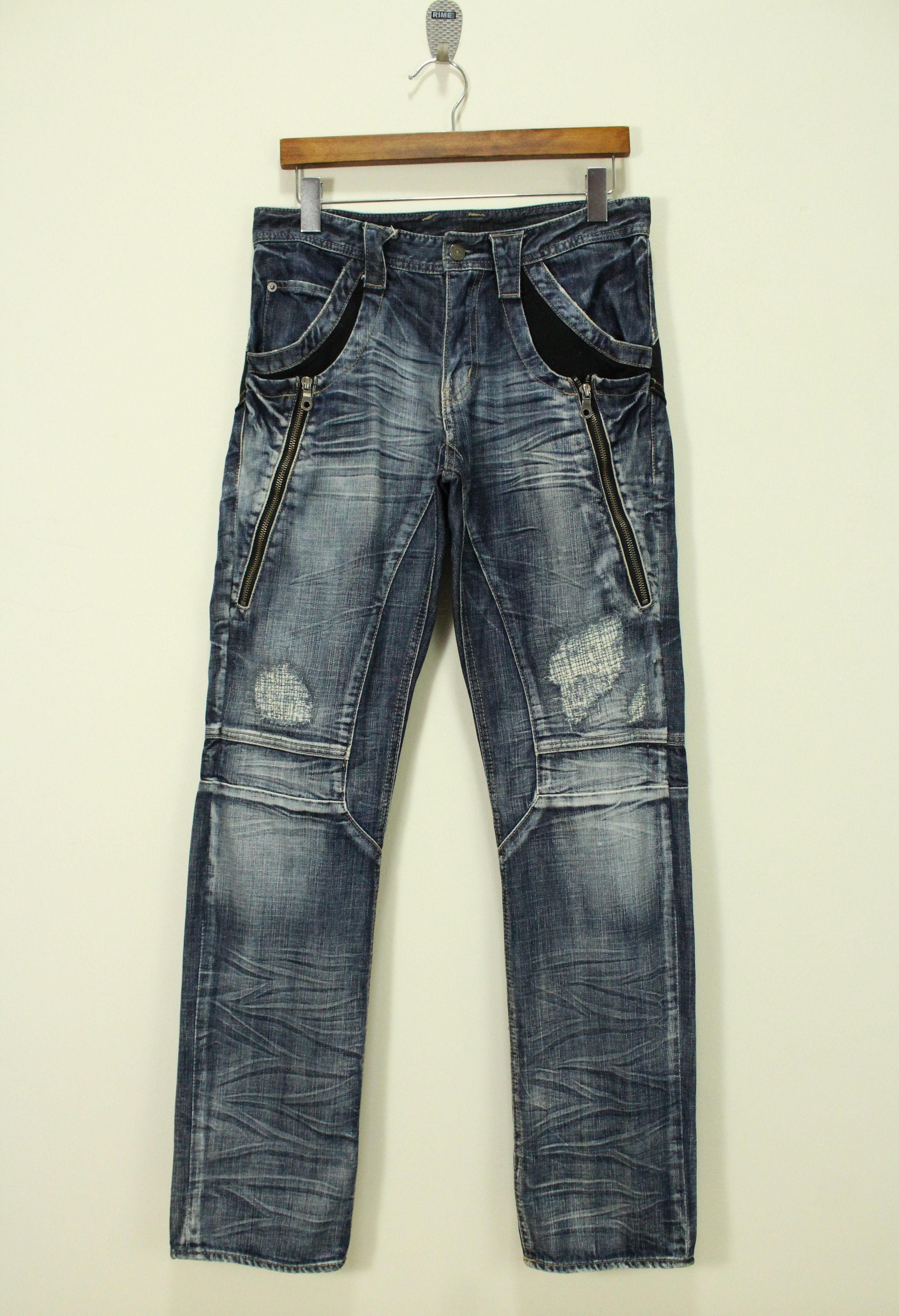 PPFM PPFM Pants Denim Zipper Utility Biker Distressed style Size US 32 / EU 48 - 2 Thumbnail