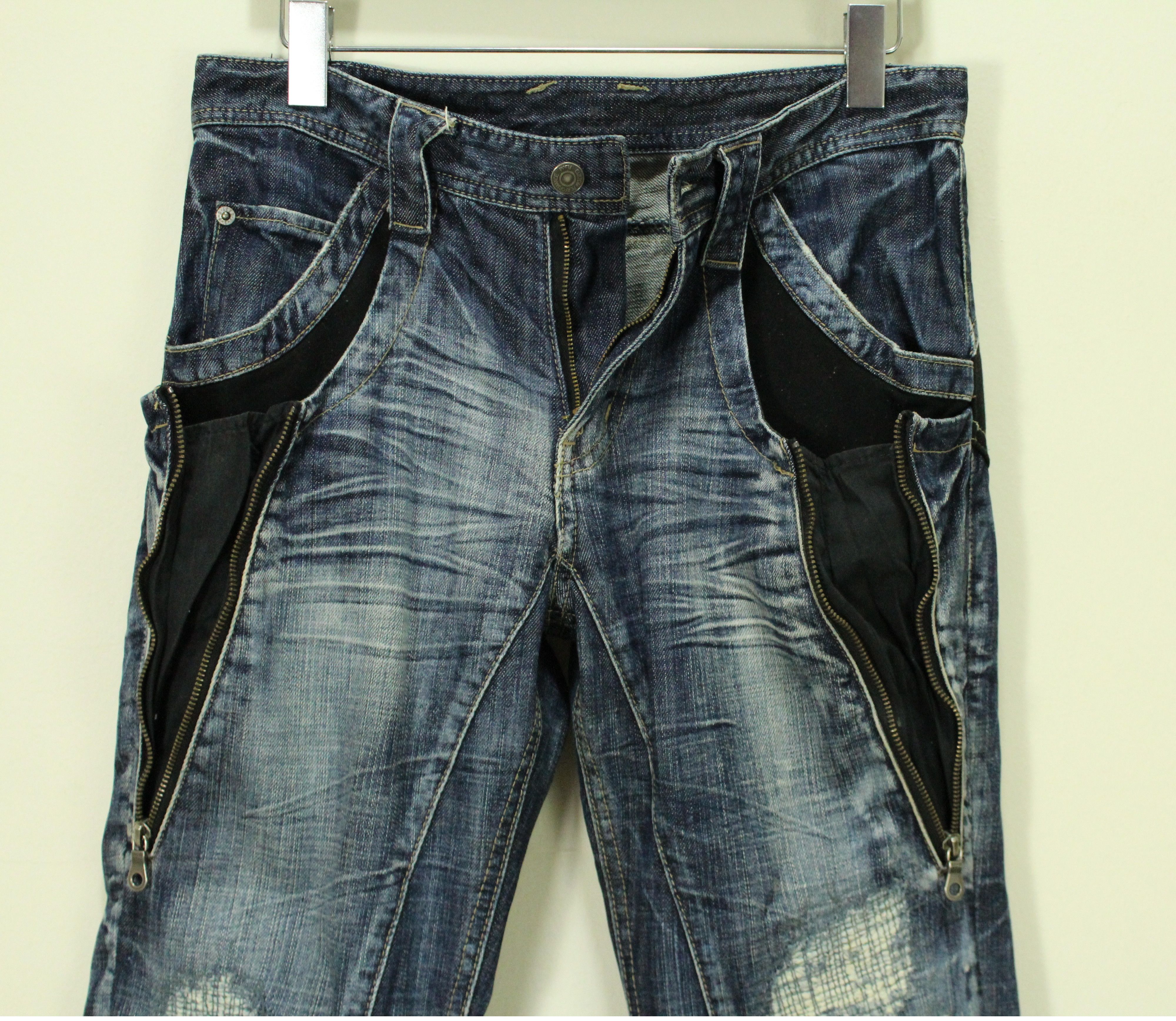 PPFM PPFM Pants Denim Zipper Utility Biker Distressed style Size US 32 / EU 48 - 14 Thumbnail