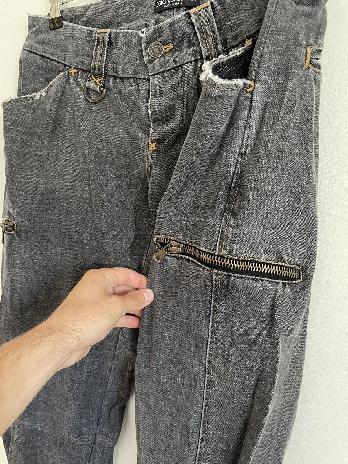 Dolce & Gabbana Dolce Gabbana denim Raw aw2002 Distressed Cargo Biker Laces Size 33" - 16 Thumbnail