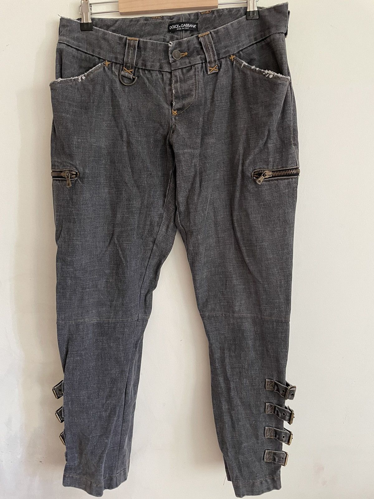 Dolce & Gabbana Dolce Gabbana denim Raw aw2002 Distressed Cargo Biker Laces Size 33" - 11 Thumbnail