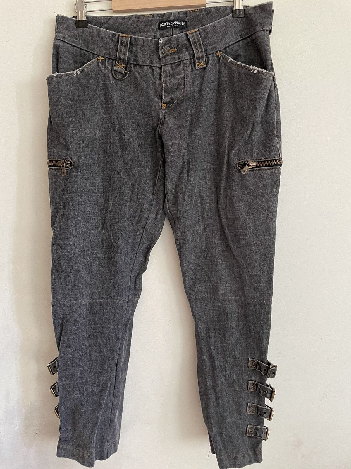 Dolce & Gabbana Dolce Gabbana denim Raw aw2002 Distressed Cargo Biker Laces Size 33" - 10 Thumbnail
