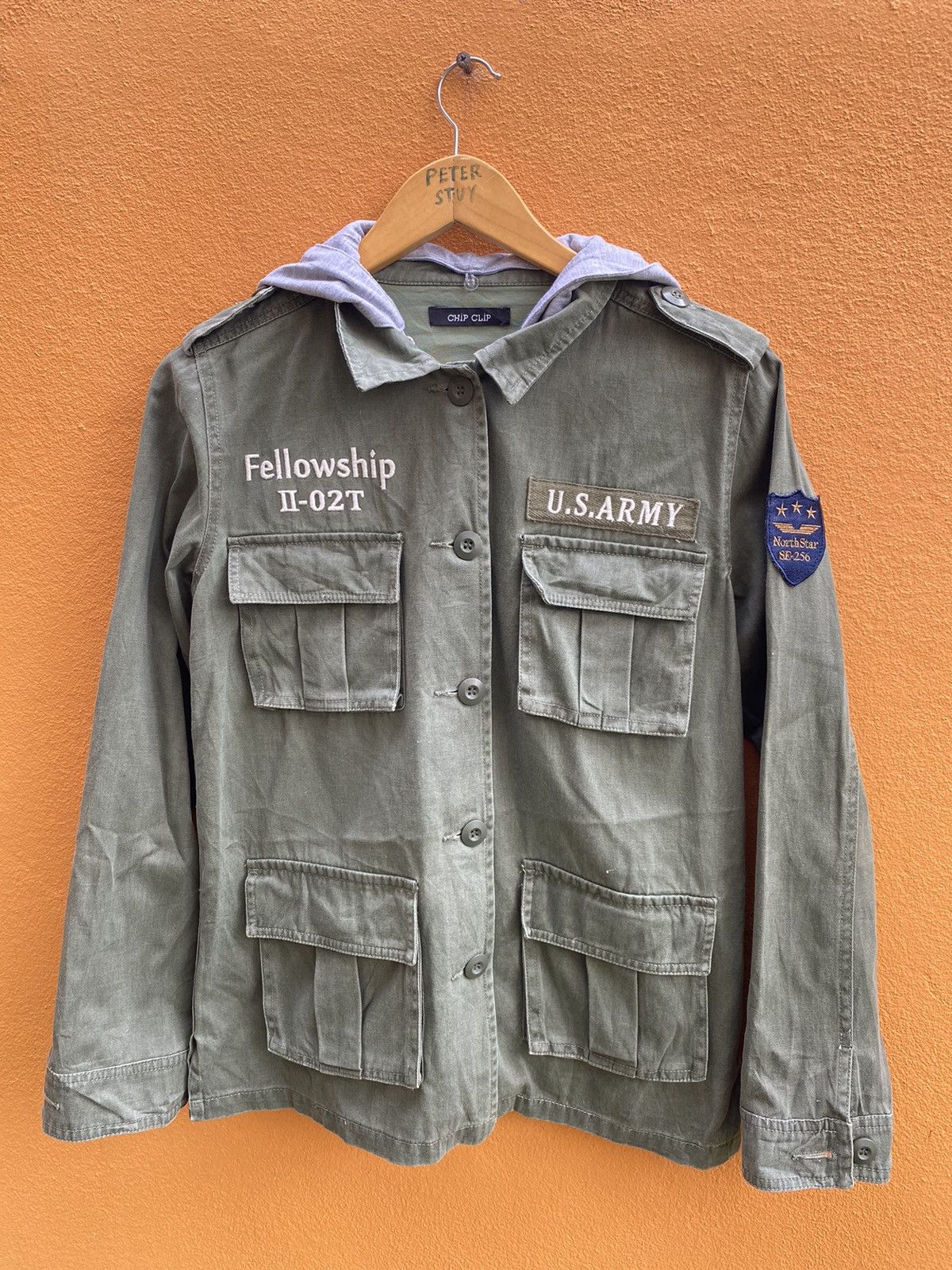 image of Military Jacket With Multi Pocket By Chip Clip in Green Army, Men's (Size Medium)
