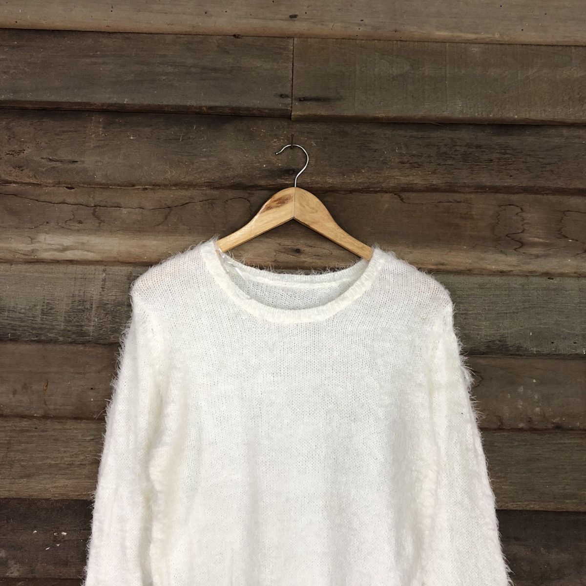 Homespun Knitwear DL Japan White Mohair Shag Shaggy Knitwear #c1075 Size US M / EU 48-50 / 2 - 2 Thumbnail