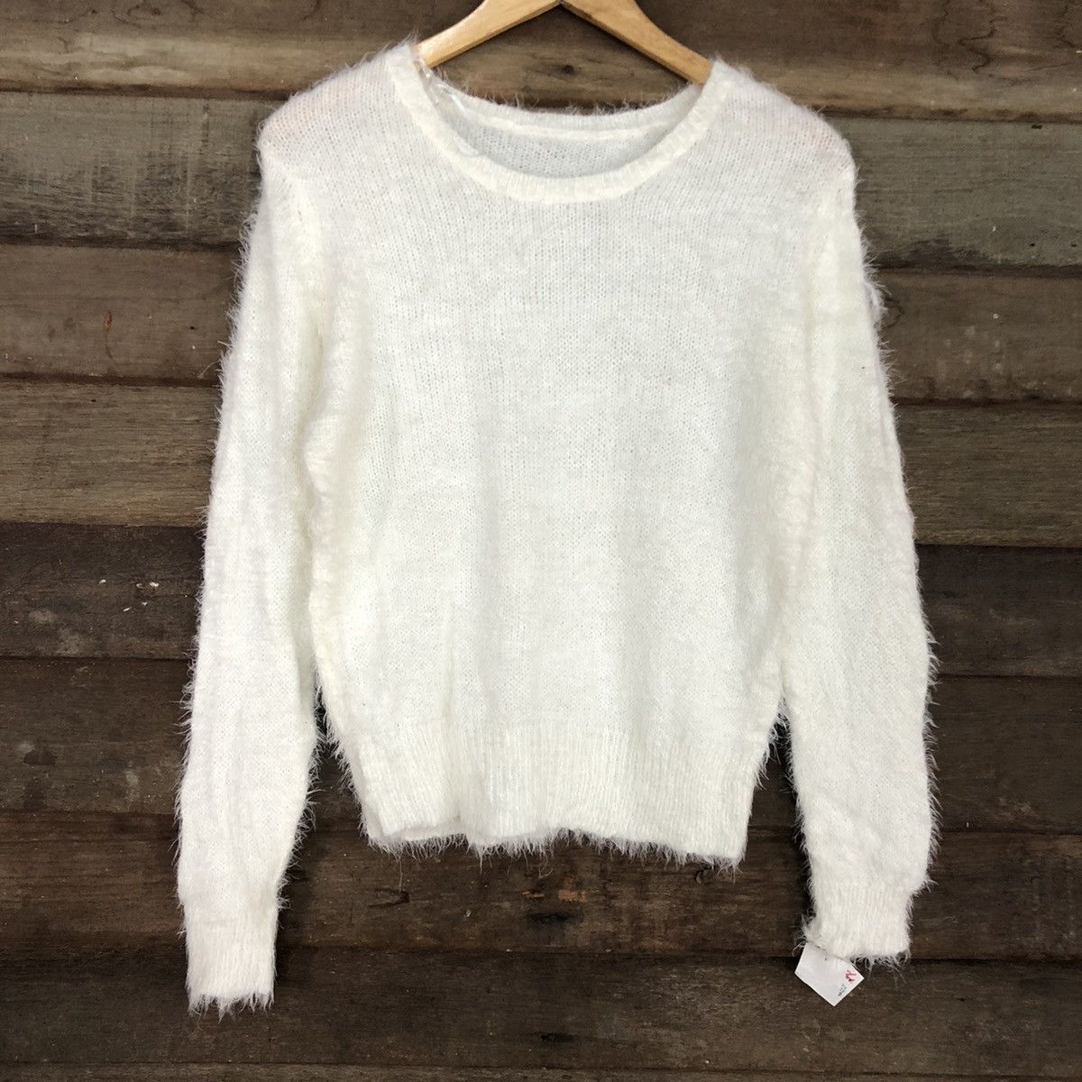 Homespun Knitwear DL Japan White Mohair Shag Shaggy Knitwear #c1075 Size US M / EU 48-50 / 2 - 8 Thumbnail