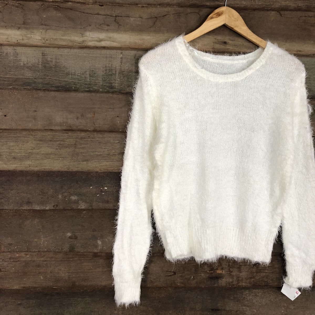 Homespun Knitwear DL Japan White Mohair Shag Shaggy Knitwear #c1075 Size US M / EU 48-50 / 2 - 7 Thumbnail