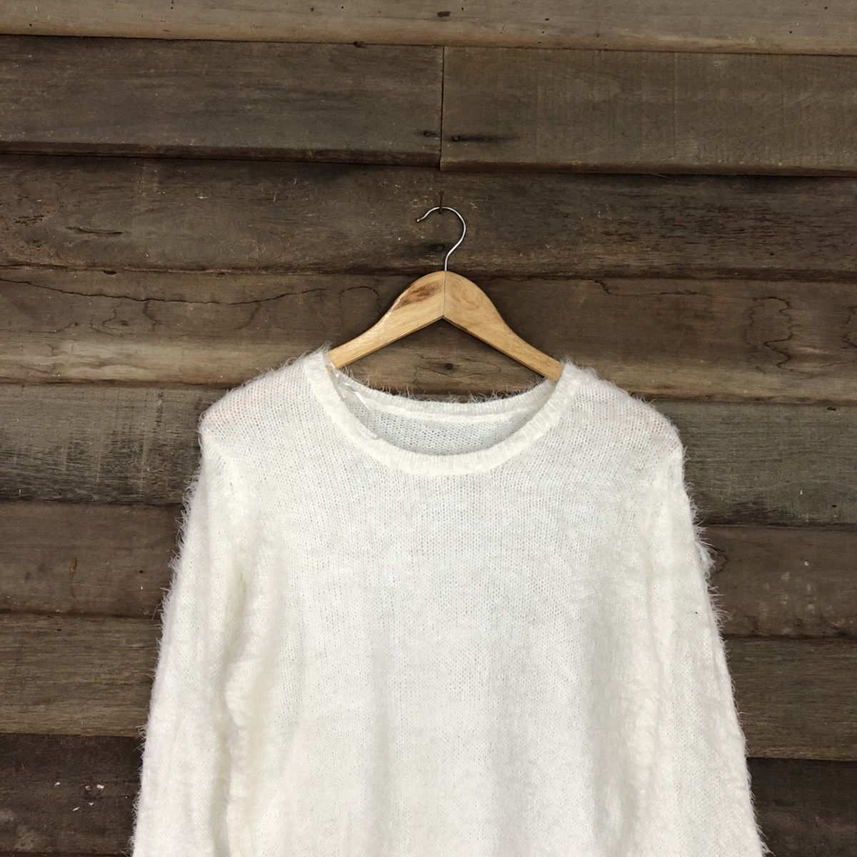Homespun Knitwear DL Japan White Mohair Shag Shaggy Knitwear #c1075 Size US M / EU 48-50 / 2 - 9 Thumbnail