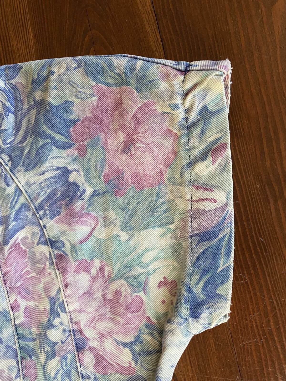 Retrofit Vintage 80’s Hollywood Blvd Floral Denim Full Zip Minidress Size S / US 4 / IT 40 - 7 Thumbnail
