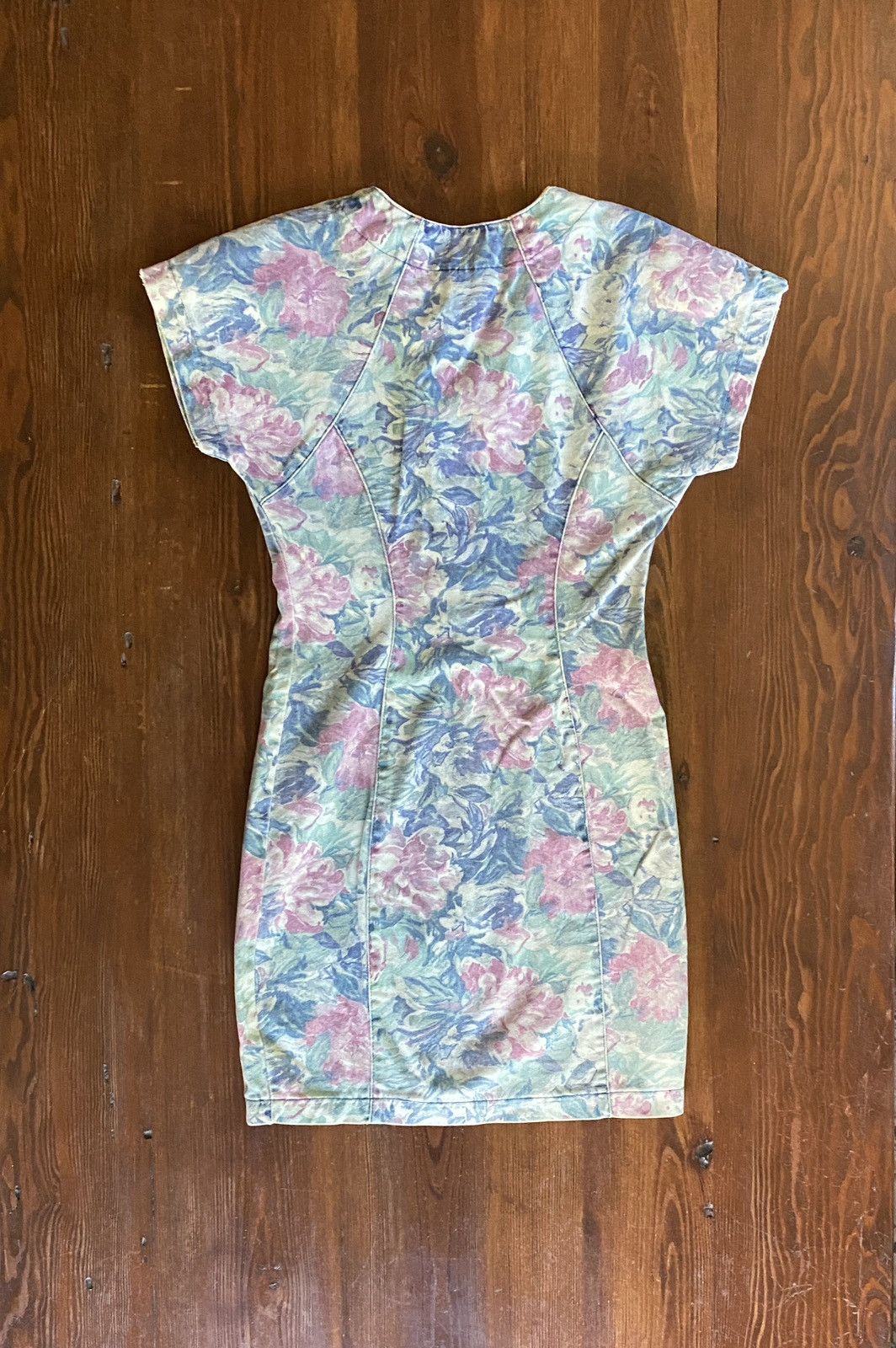 Retrofit Vintage 80’s Hollywood Blvd Floral Denim Full Zip Minidress Size S / US 4 / IT 40 - 18 Thumbnail