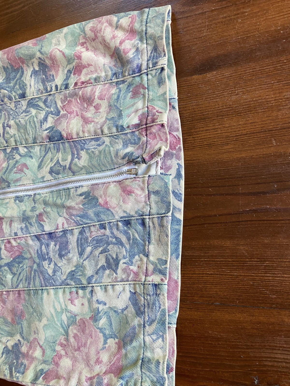 Retrofit Vintage 80’s Hollywood Blvd Floral Denim Full Zip Minidress Size S / US 4 / IT 40 - 3 Thumbnail