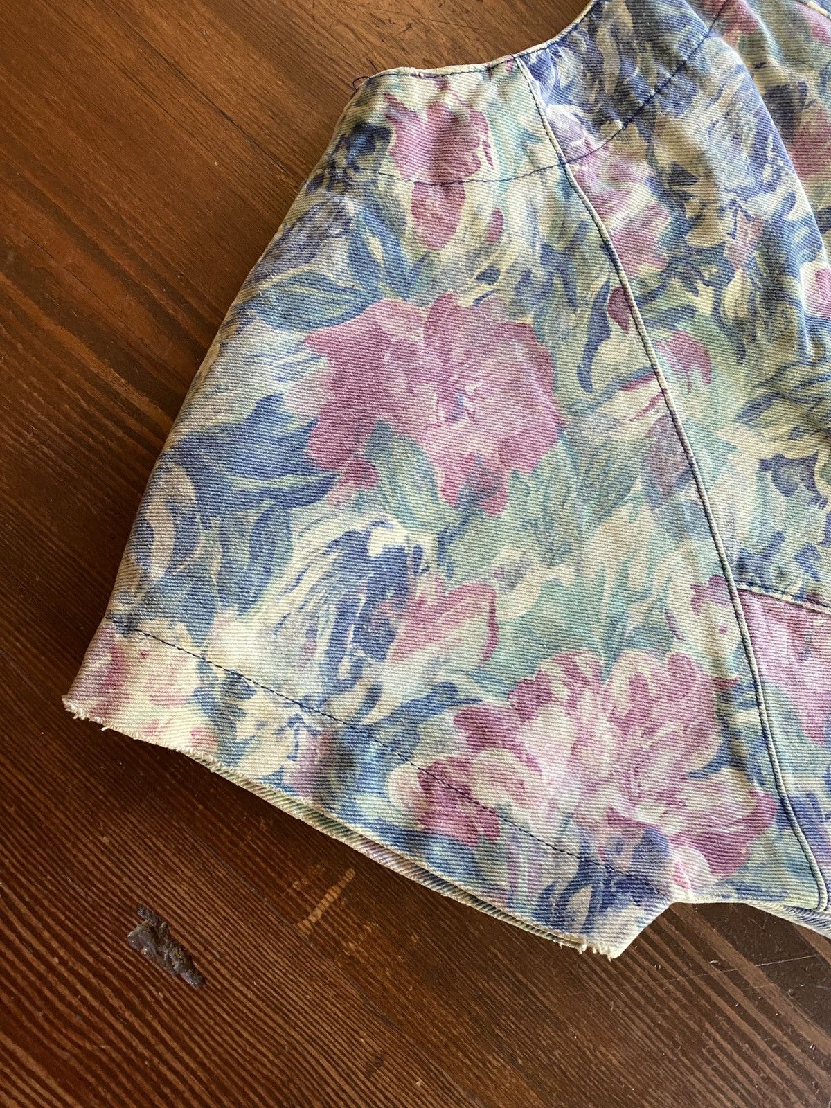 Retrofit Vintage 80’s Hollywood Blvd Floral Denim Full Zip Minidress Size S / US 4 / IT 40 - 22 Thumbnail