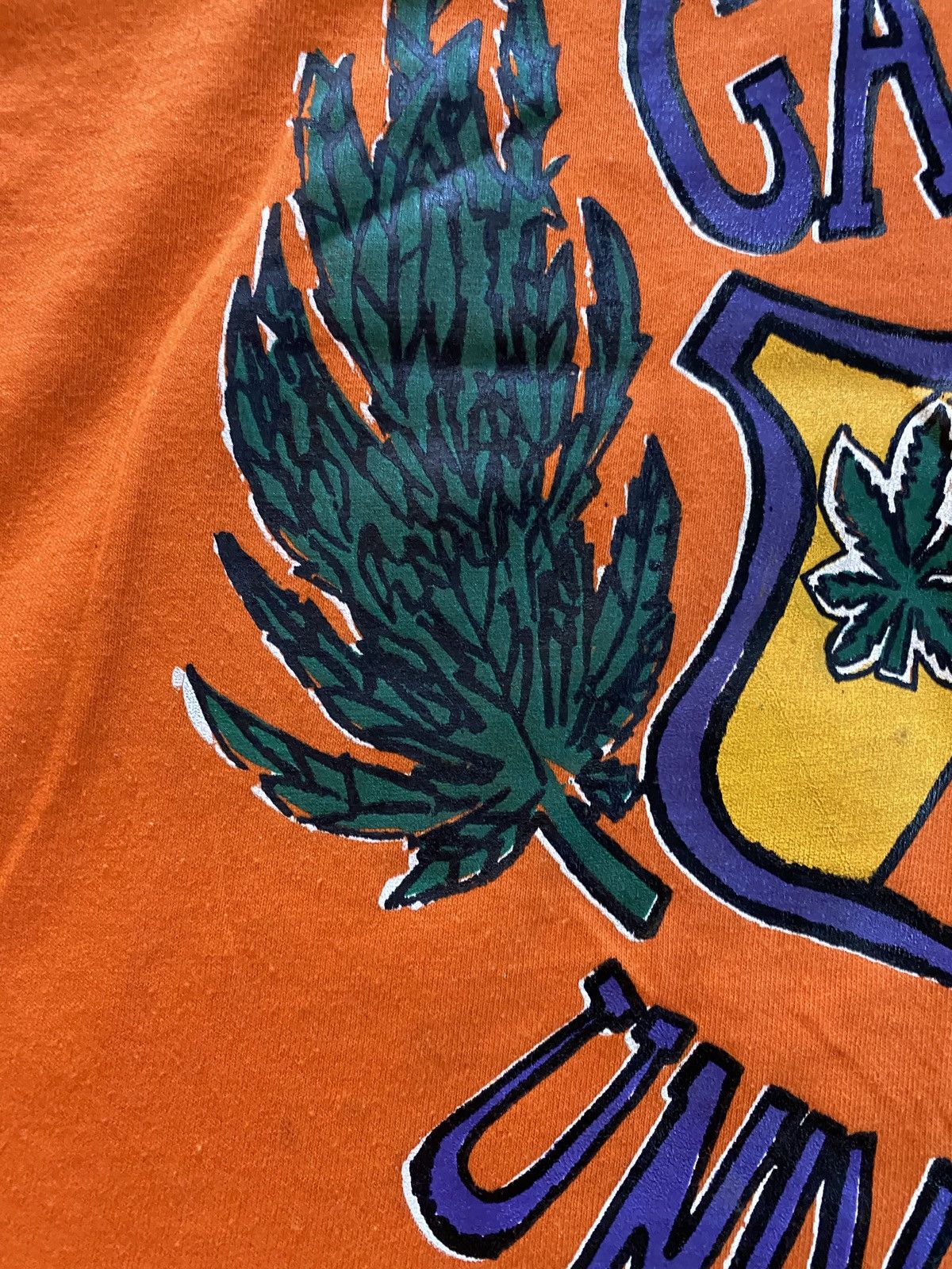 Vintage Vintage 80’s Ganja University Single Stitch Orange Tee Size US XL / EU 56 / 4 - 4 Thumbnail
