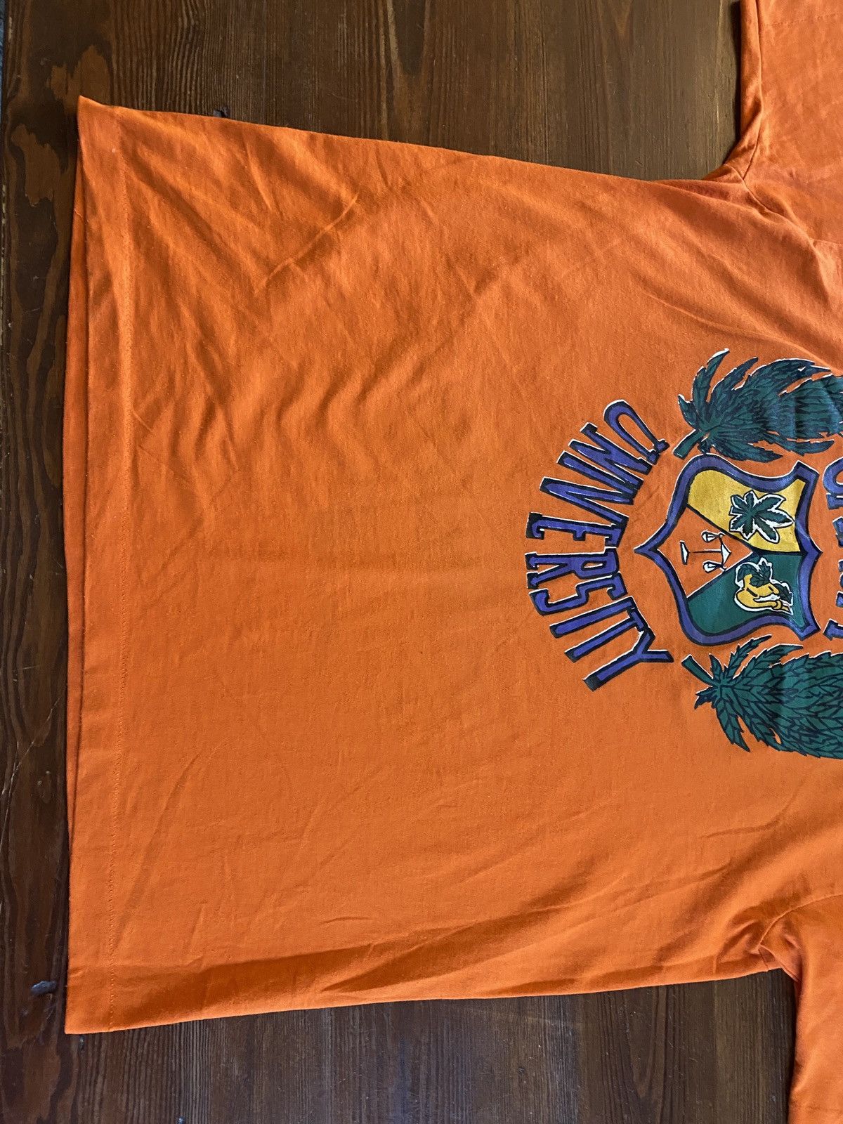 Vintage Vintage 80’s Ganja University Single Stitch Orange Tee Size US XL / EU 56 / 4 - 13 Thumbnail