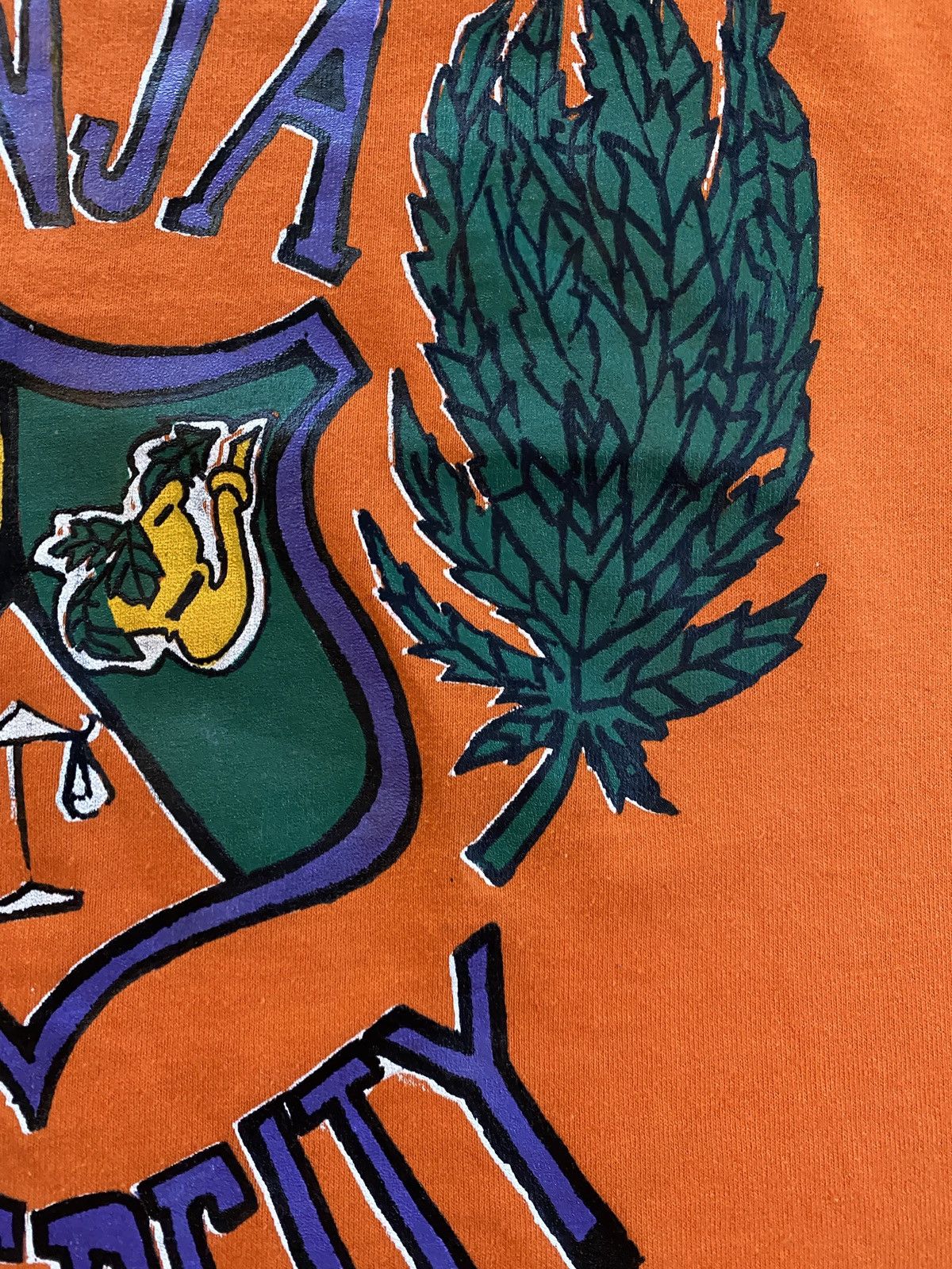 Vintage Vintage 80’s Ganja University Single Stitch Orange Tee Size US XL / EU 56 / 4 - 5 Thumbnail