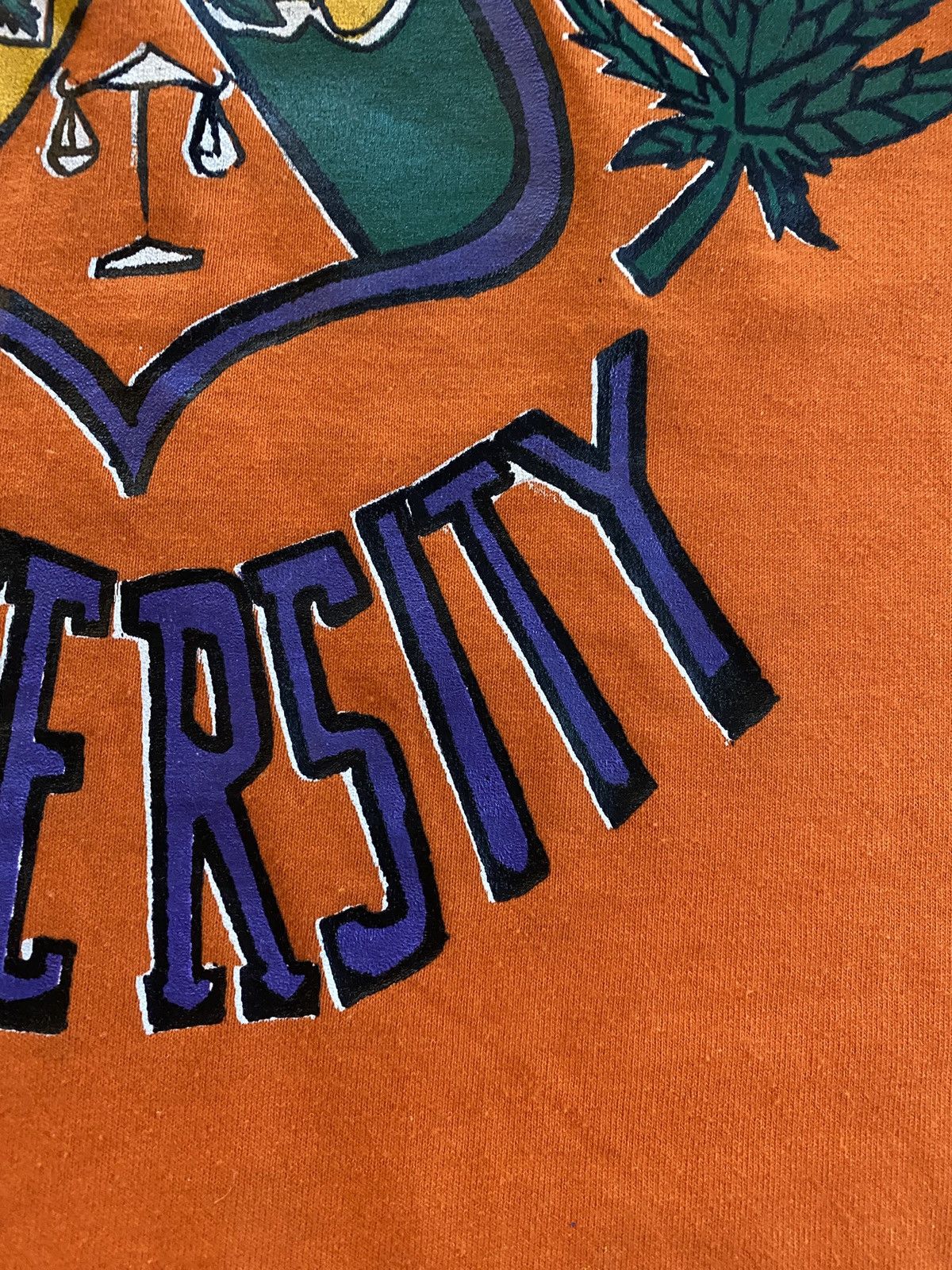 Vintage Vintage 80’s Ganja University Single Stitch Orange Tee Size US XL / EU 56 / 4 - 7 Thumbnail