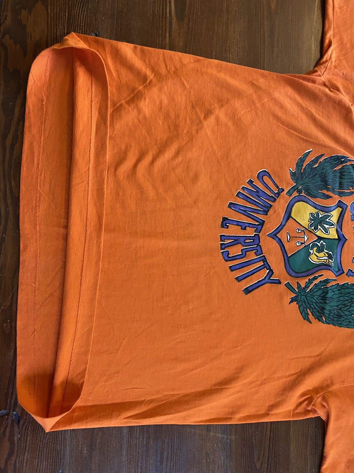 Vintage Vintage 80’s Ganja University Single Stitch Orange Tee Size US XL / EU 56 / 4 - 14 Thumbnail
