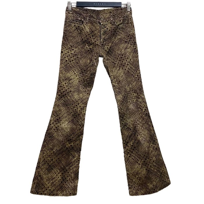 Japanese Brand Tornado Mart Flare Pants Leopard Printed Stretch