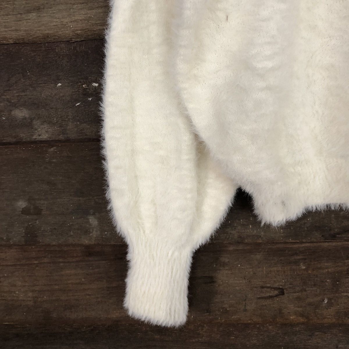 Homespun Knitwear × Japanese Brand Earth Music & Ecology White Mohair shaggy Knitwear #c1071 Size M / US 6-8 / IT 42-44 - 6 Thumbnail