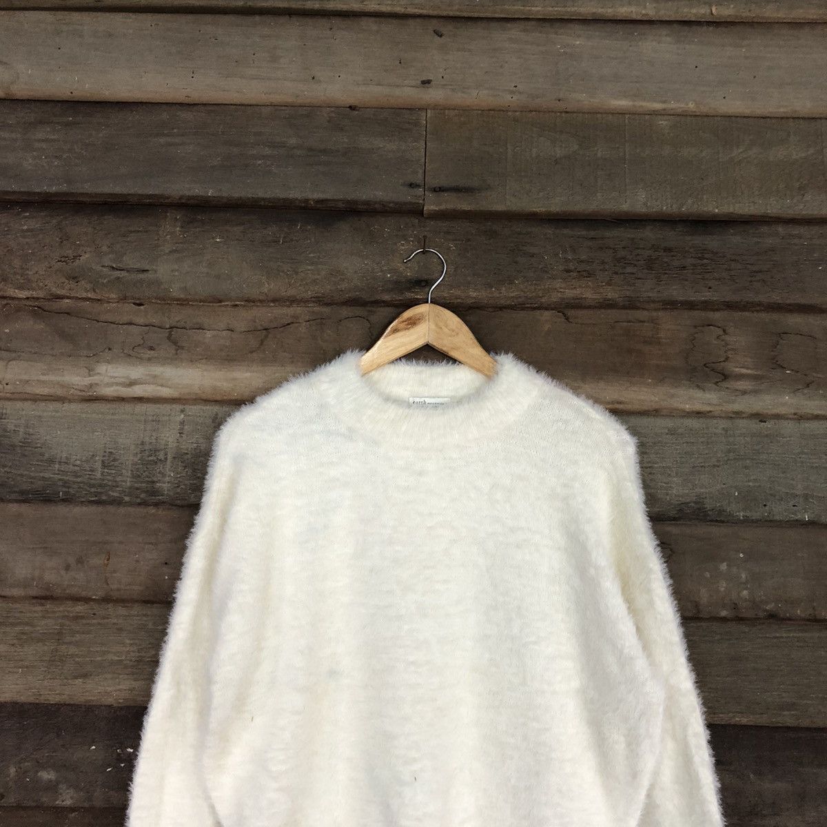 Homespun Knitwear × Japanese Brand Earth Music & Ecology White Mohair shaggy Knitwear #c1071 Size M / US 6-8 / IT 42-44 - 10 Thumbnail