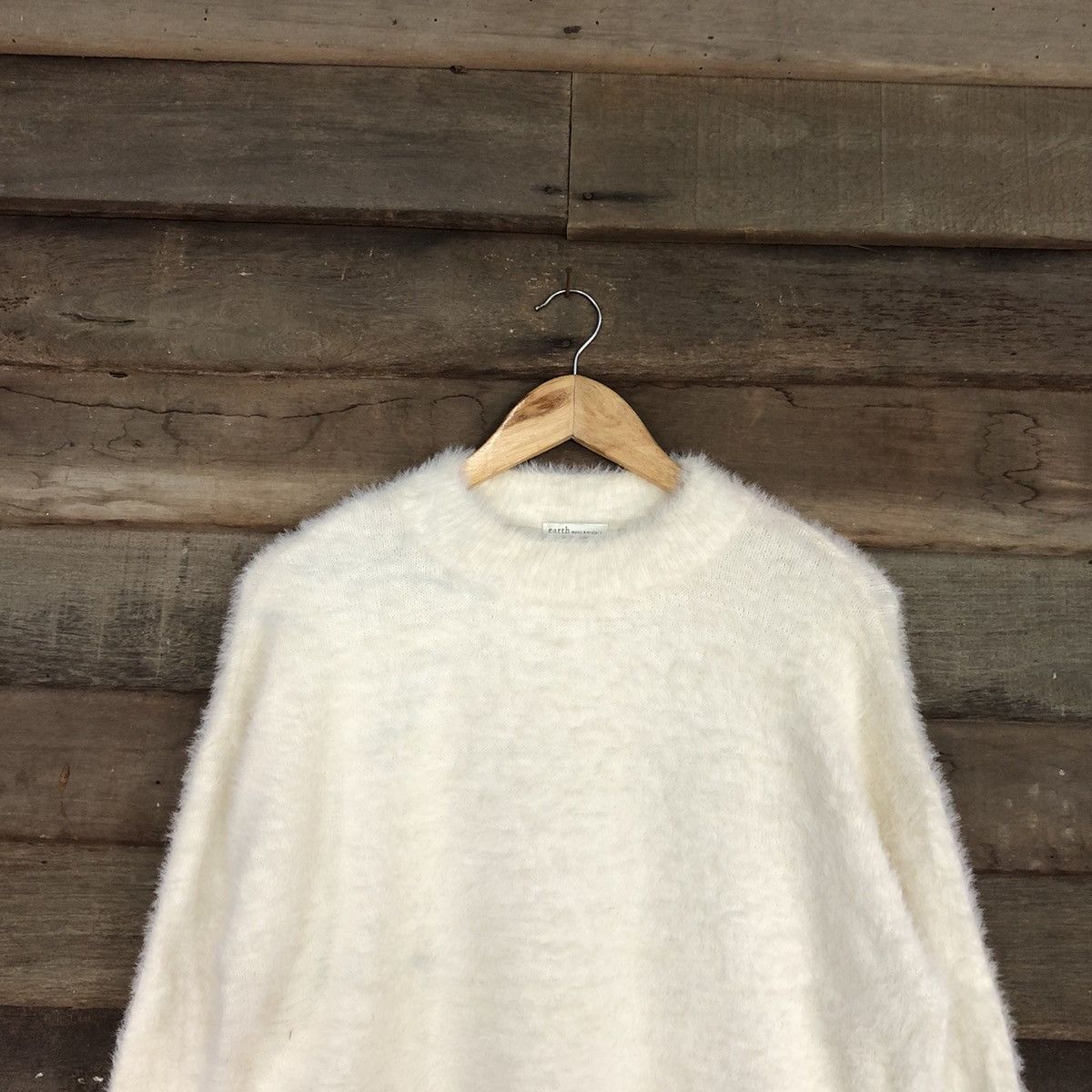 Homespun Knitwear × Japanese Brand Earth Music & Ecology White Mohair shaggy Knitwear #c1071 Size M / US 6-8 / IT 42-44 - 2 Thumbnail