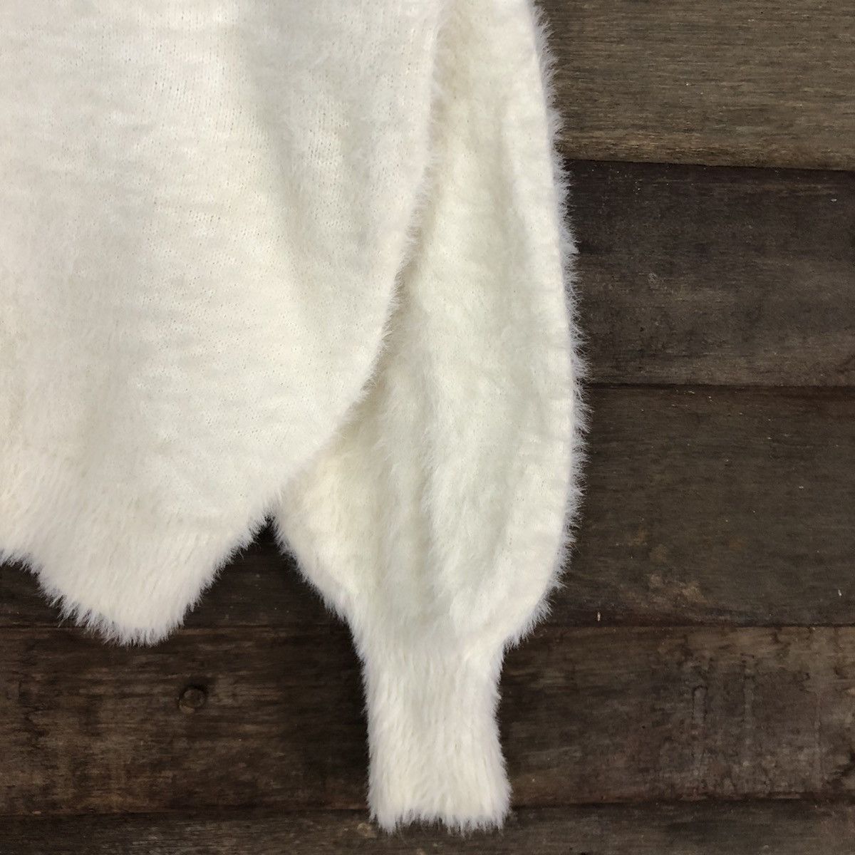Homespun Knitwear × Japanese Brand Earth Music & Ecology White Mohair shaggy Knitwear #c1071 Size M / US 6-8 / IT 42-44 - 4 Thumbnail