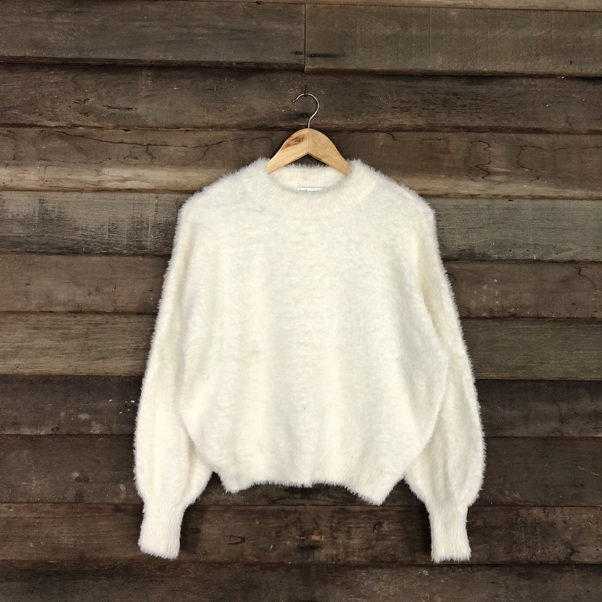 Homespun Knitwear × Japanese Brand Earth Music & Ecology White Mohair shaggy Knitwear #c1071 Size M / US 6-8 / IT 42-44 - 1 Thumbnail
