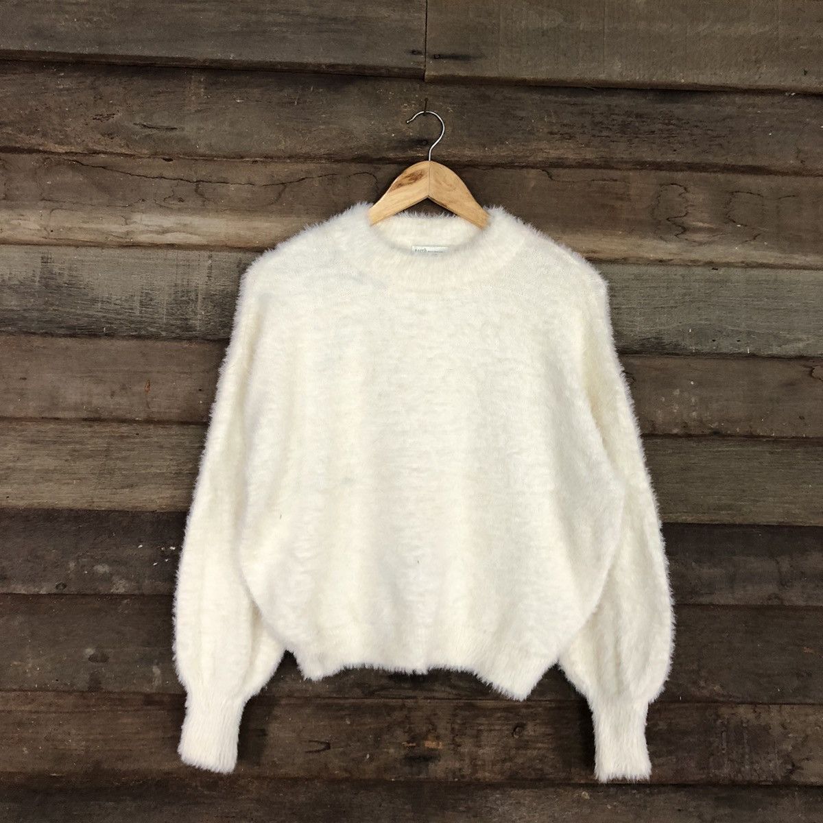 Homespun Knitwear × Japanese Brand Earth Music & Ecology White Mohair shaggy Knitwear #c1071 Size M / US 6-8 / IT 42-44 - 3 Thumbnail