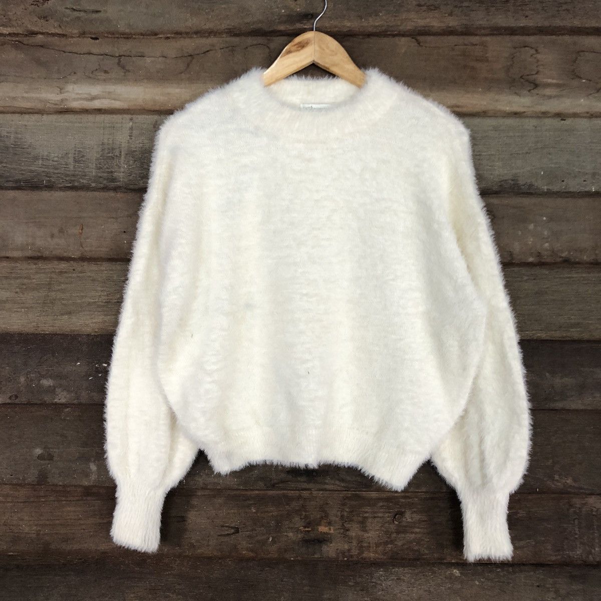 Homespun Knitwear × Japanese Brand Earth Music & Ecology White Mohair shaggy Knitwear #c1071 Size M / US 6-8 / IT 42-44 - 9 Thumbnail