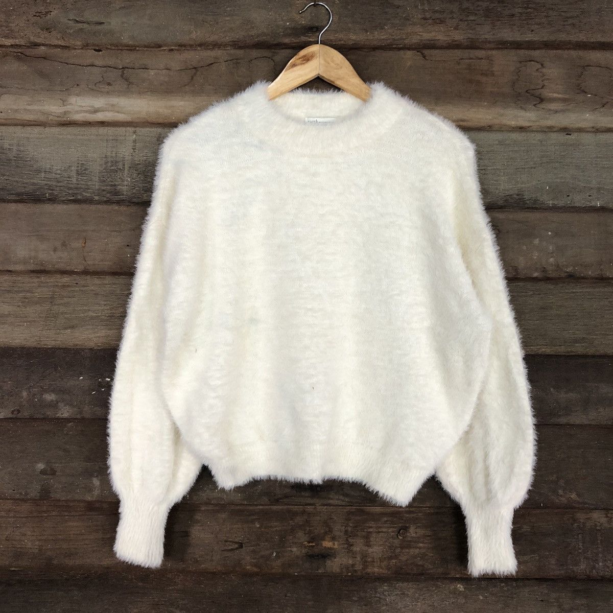 Homespun Knitwear × Japanese Brand Earth Music & Ecology White Mohair shaggy Knitwear #c1071 Size M / US 6-8 / IT 42-44 - 8 Thumbnail