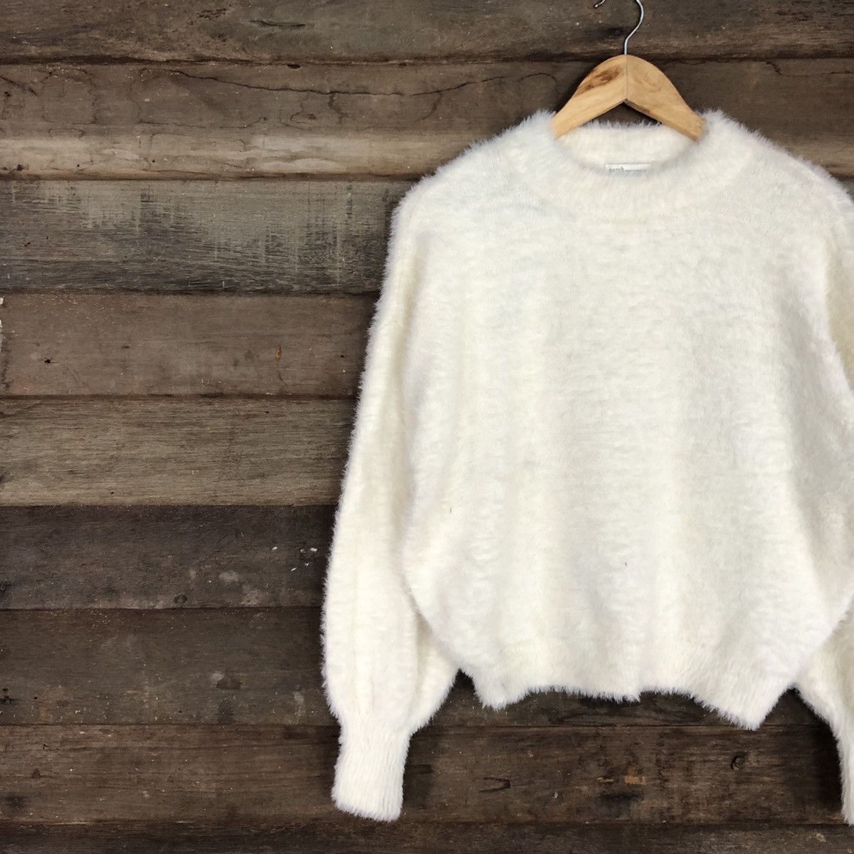 Homespun Knitwear × Japanese Brand Earth Music & Ecology White Mohair shaggy Knitwear #c1071 Size M / US 6-8 / IT 42-44 - 7 Thumbnail
