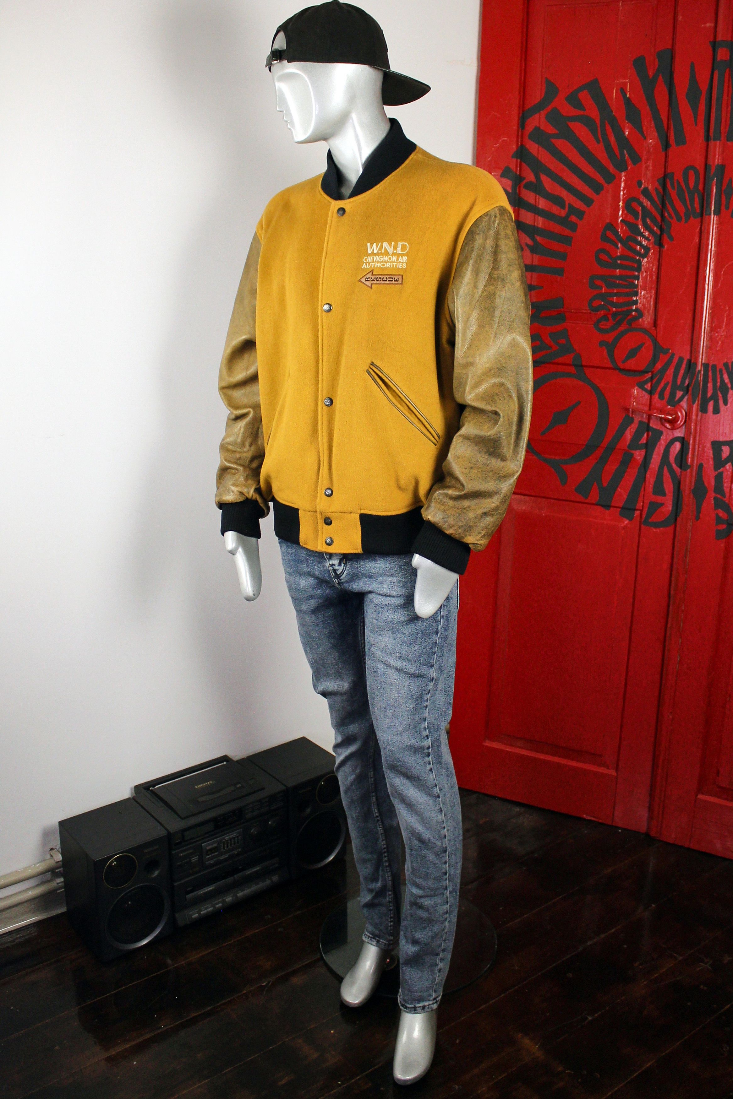 Vintage Chevignon 80s wool bomber jacket, varsity, pilot