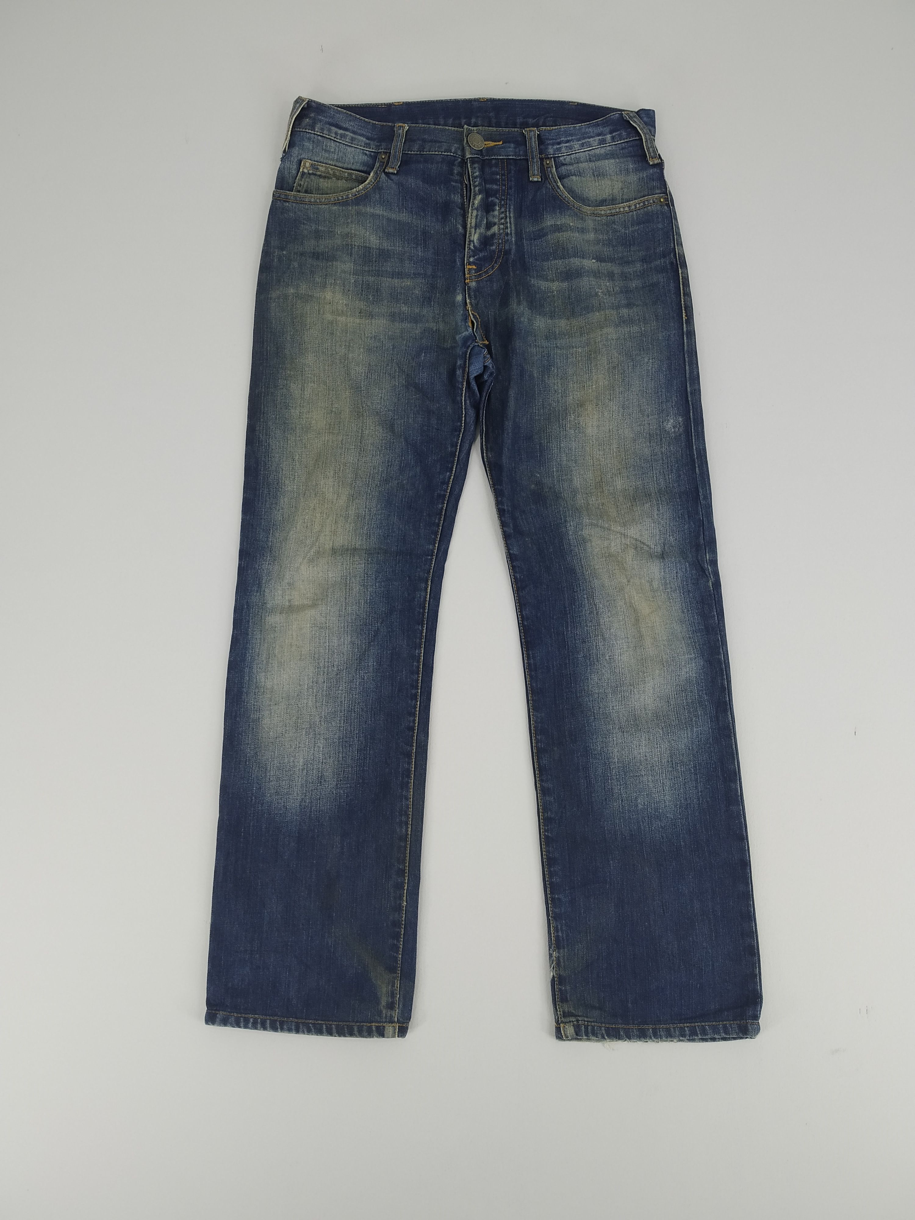 image of Denime x Emporio Armani W30 Emporio Armani Denim Jeans Faded Blue Button Jeans, Men's