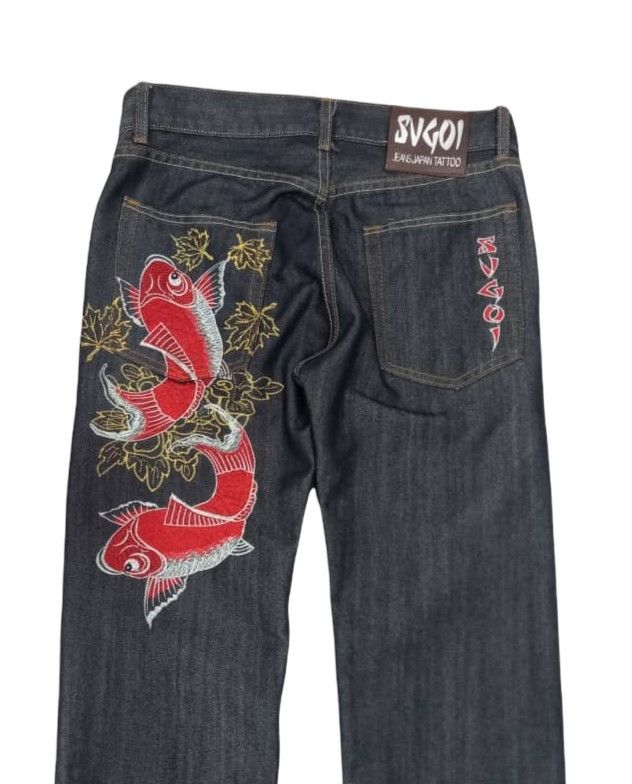 Dragonfly × Japanese Brand × Vintage Vintage Japanese Brand Sukajan Koi Embroidery Denim Size US 30 / EU 46 - 3 Thumbnail