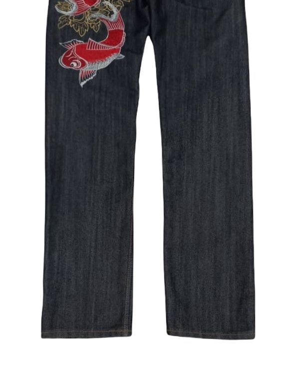 Dragonfly × Japanese Brand × Vintage Vintage Japanese Brand Sukajan Koi Embroidery Denim Size US 30 / EU 46 - 4 Thumbnail