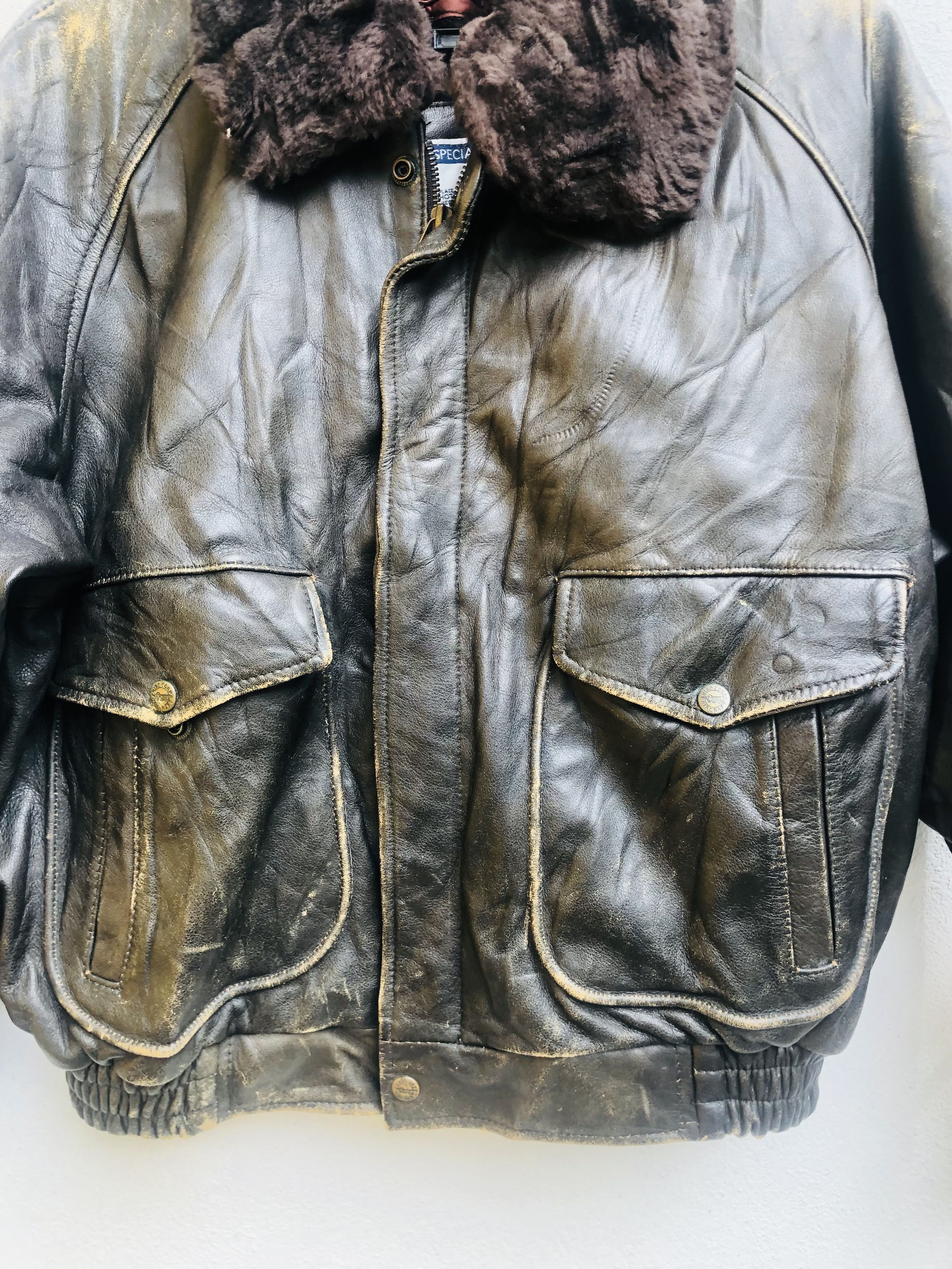 Japanese Brand × Vintage Vintage Special Forces Leather Jacket Design Fashion Style Size US L / EU 52-54 / 3 - 4 Thumbnail