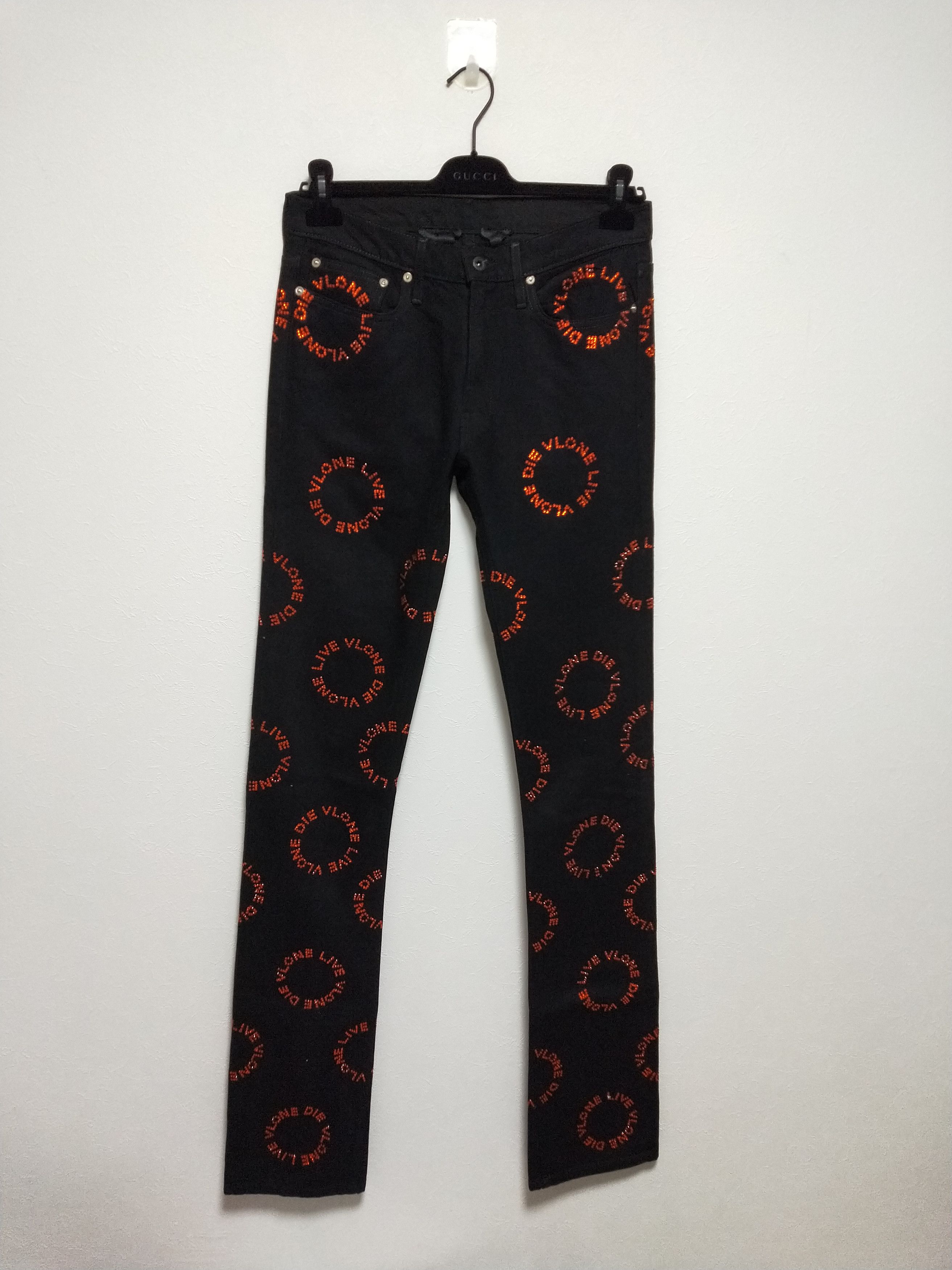 image of Vlone Rhinestone Denim Jeans in Black, Men's (Size 30)