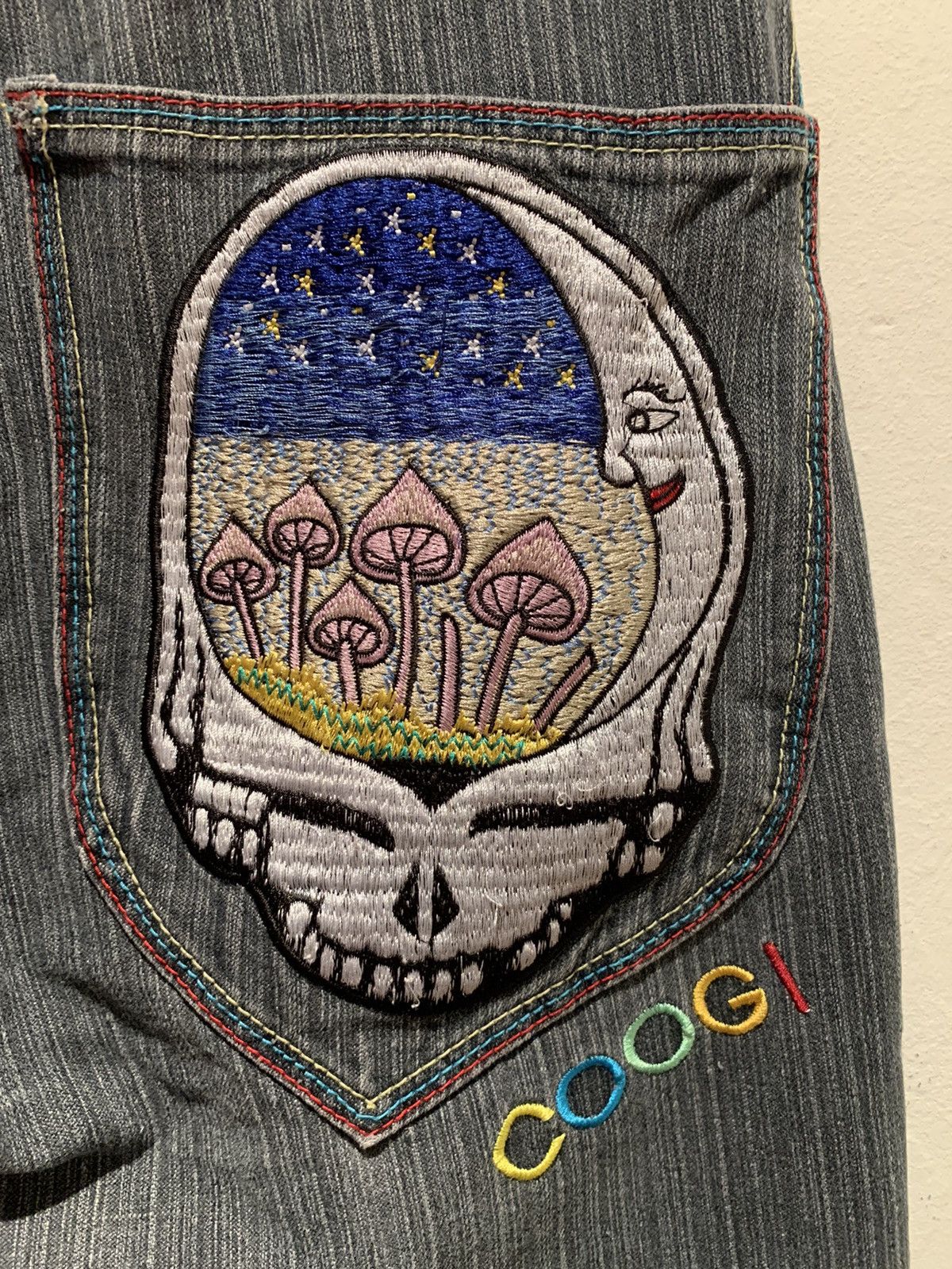 Coogi × Vintage RARE* Vintage Coogi Grateful Dead Mushroom Skull Denim Jeans Size US 32 / EU 48 - 6 Thumbnail