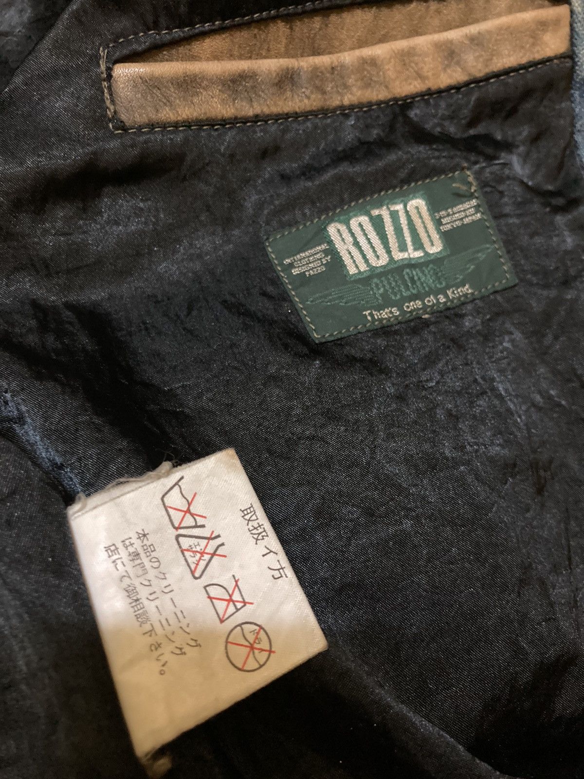 Japanese Brand RAZZO PULCINO LEATHER ARM DENIM VARSITY JACKET Size US XL / EU 56 / 4 - 8 Thumbnail