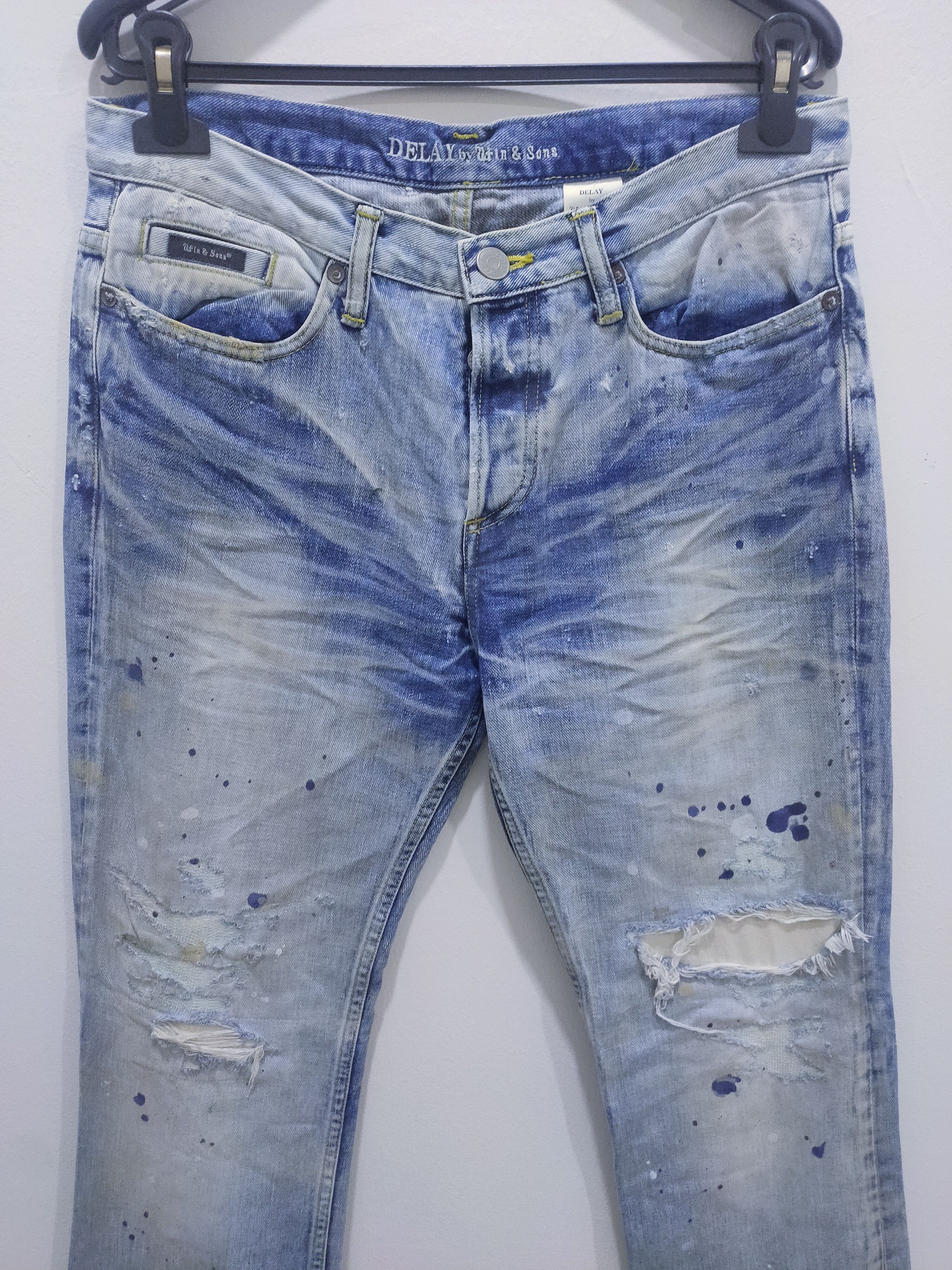 Japanese Brand × Seditionaries WIN & SONS Boro Patchwork Rugged Paint Splatter Denim Jeans Size US 30 / EU 46 - 4 Thumbnail