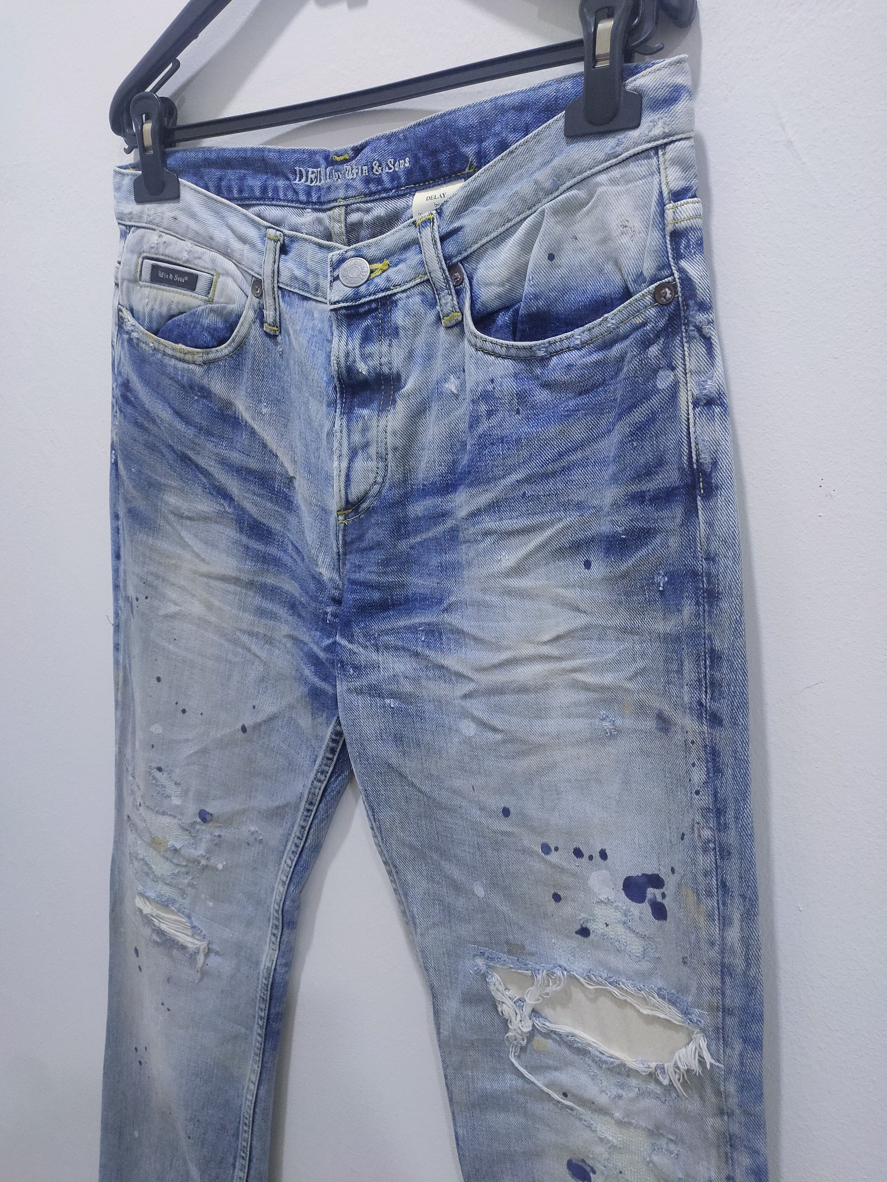 Japanese Brand × Seditionaries WIN & SONS Boro Patchwork Rugged Paint Splatter Denim Jeans Size US 30 / EU 46 - 10 Thumbnail